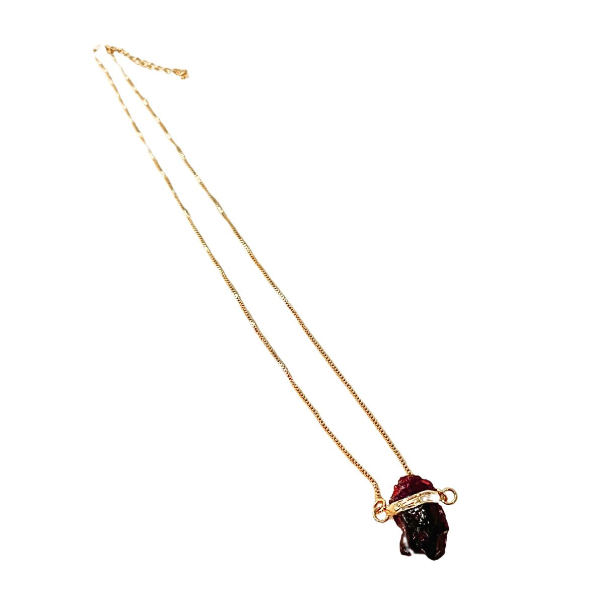 Garnet - Wrapped Necklace Raw- Gold Plated