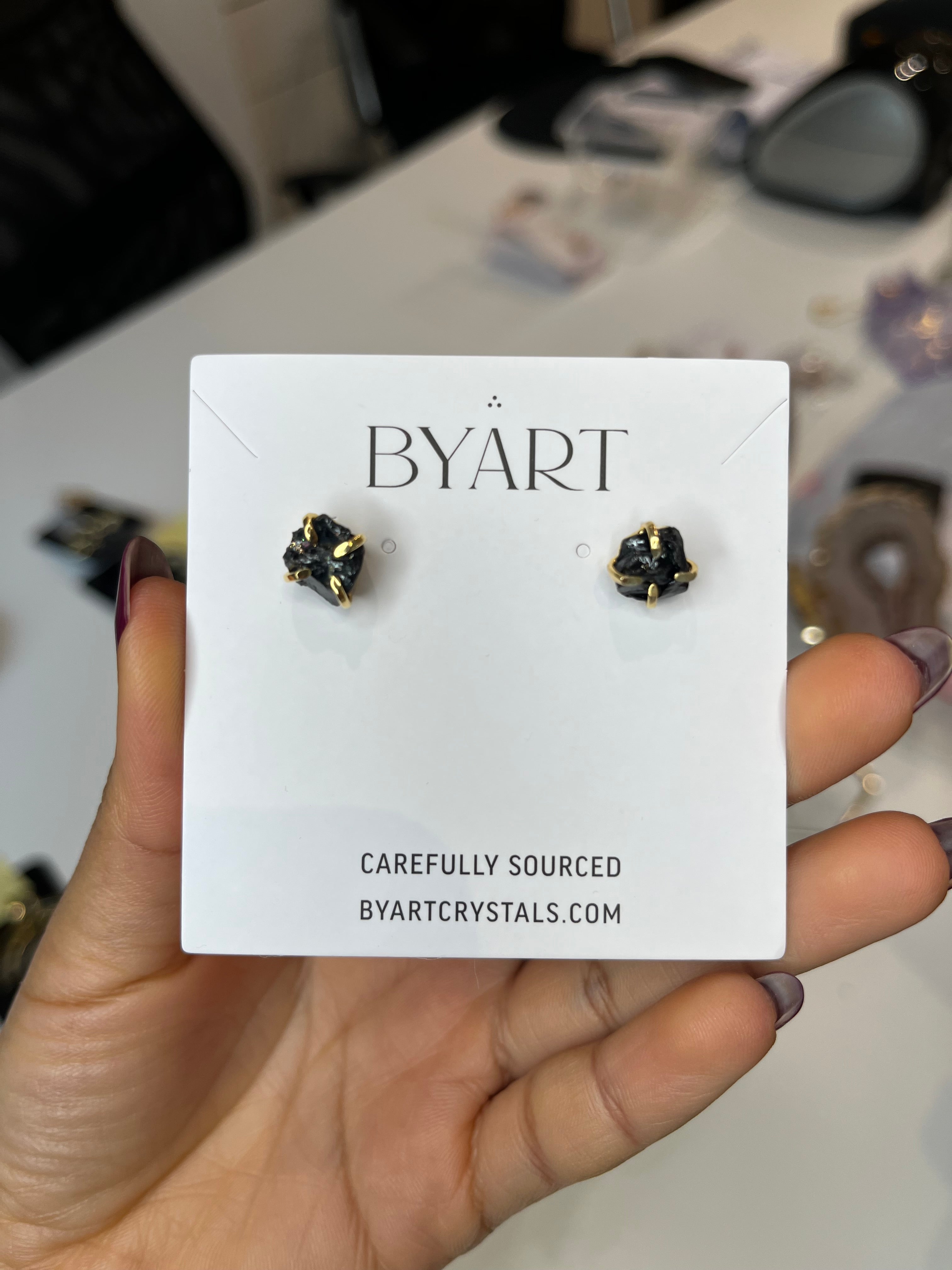 Various Stones - Lollipop Studs Earrings - Gold Plated