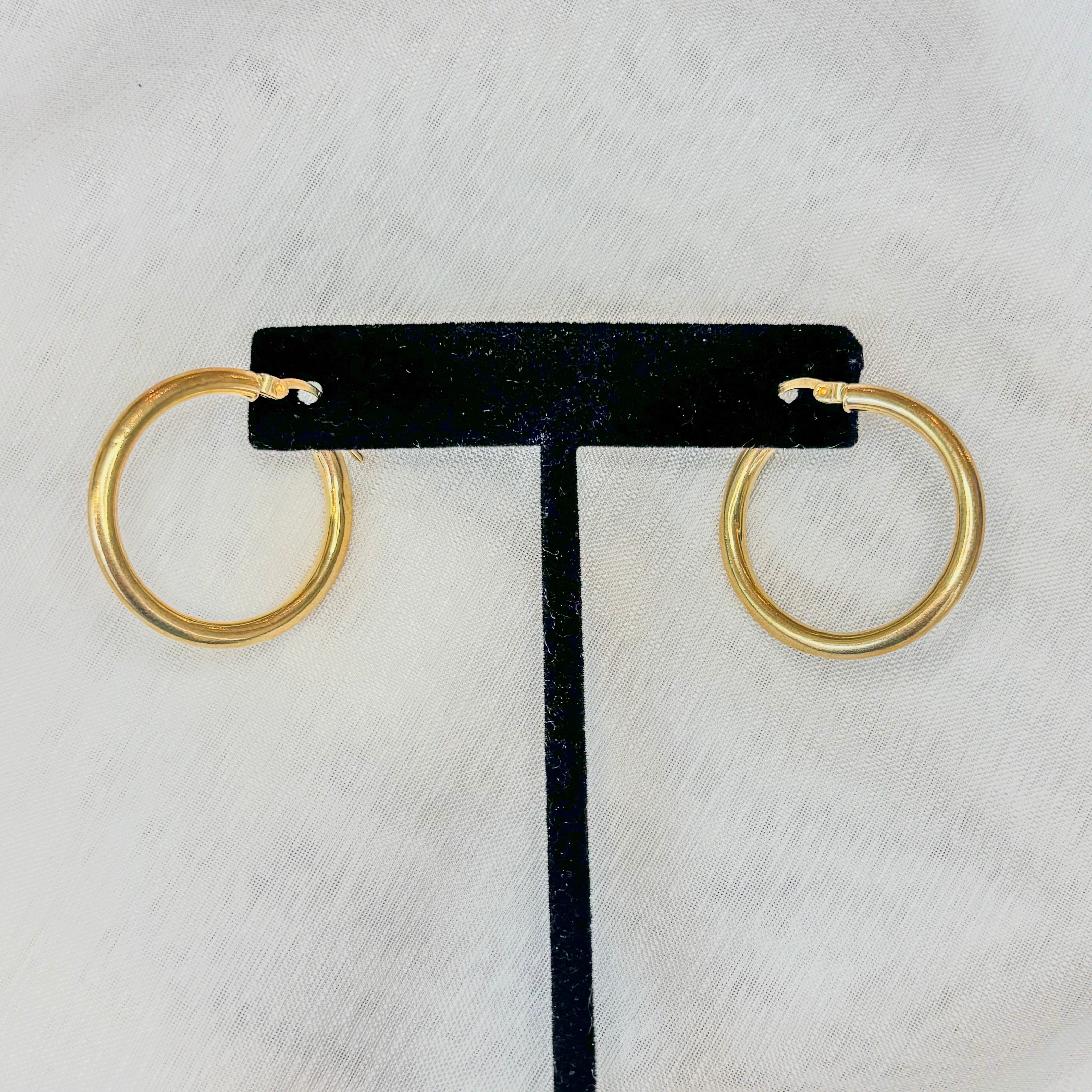 Classic Hoops Medium Size Earrings  - 14k Solid Gold