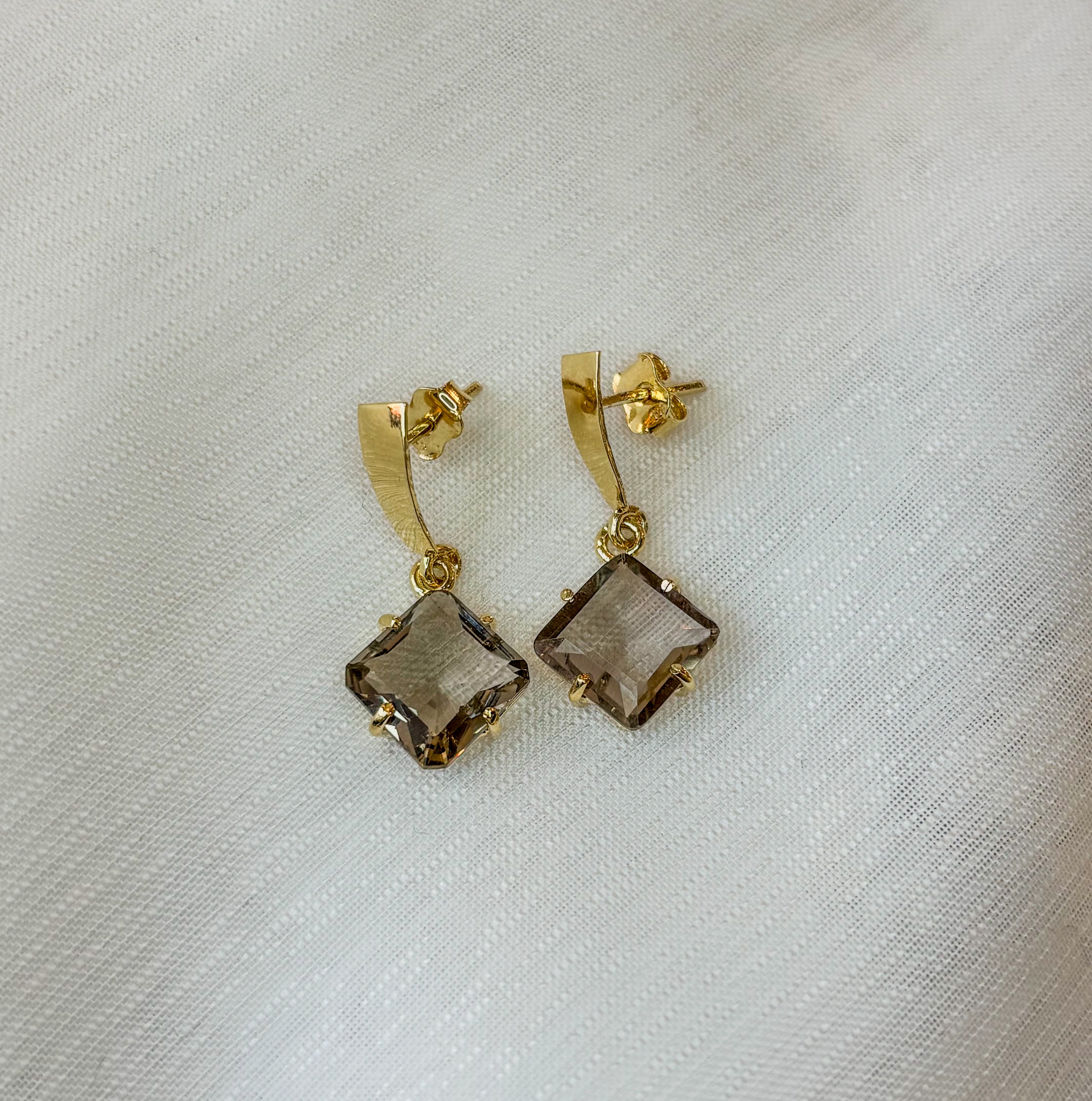Smoky Quartz Midnight Ember Earrings - Vermeil