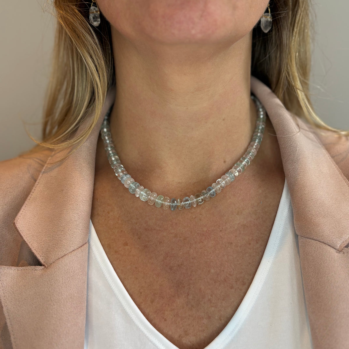 Morganite Beaded Necklace — Sterling Silver | Limited Edition