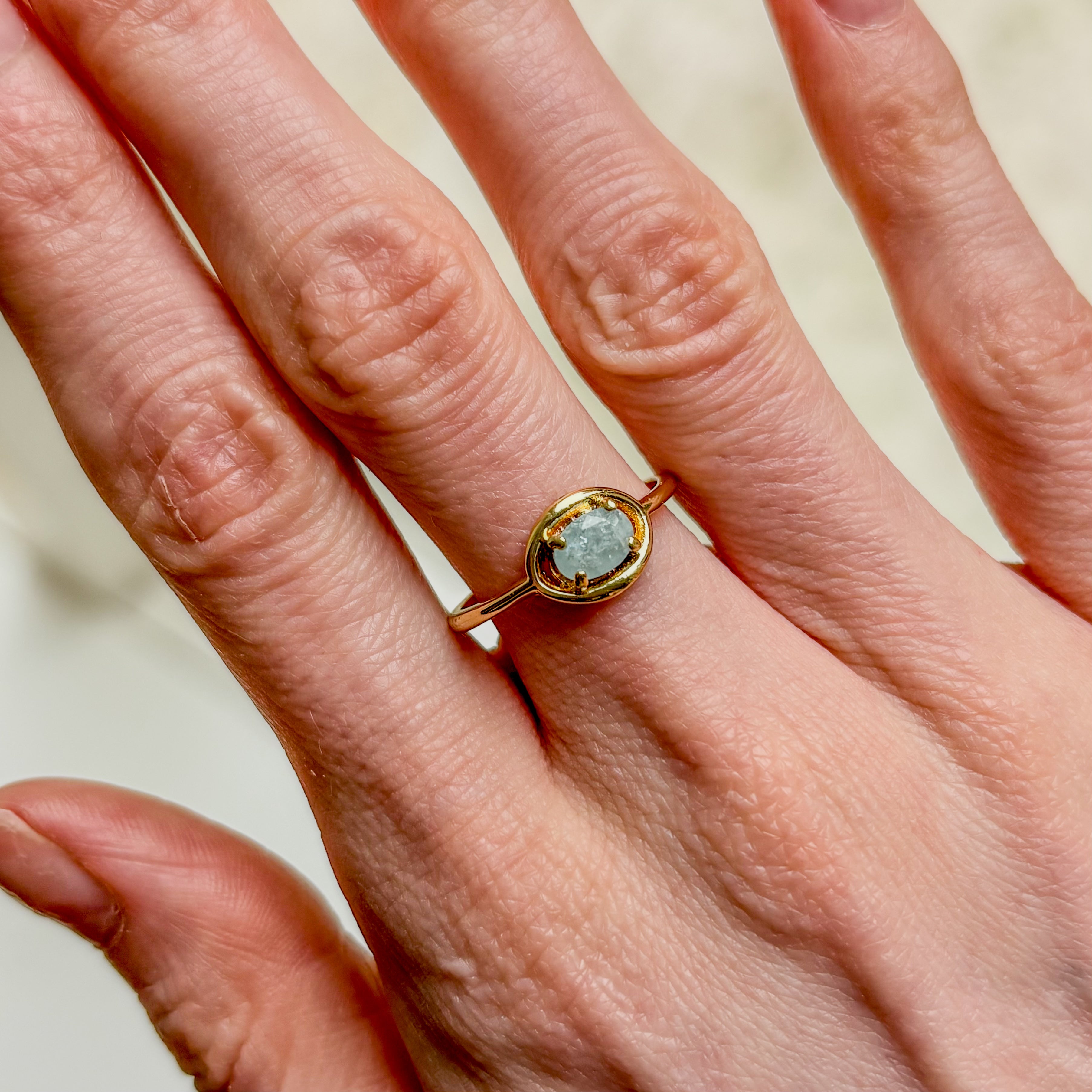 Aquamarine Inner Self Ring - Gold Plated