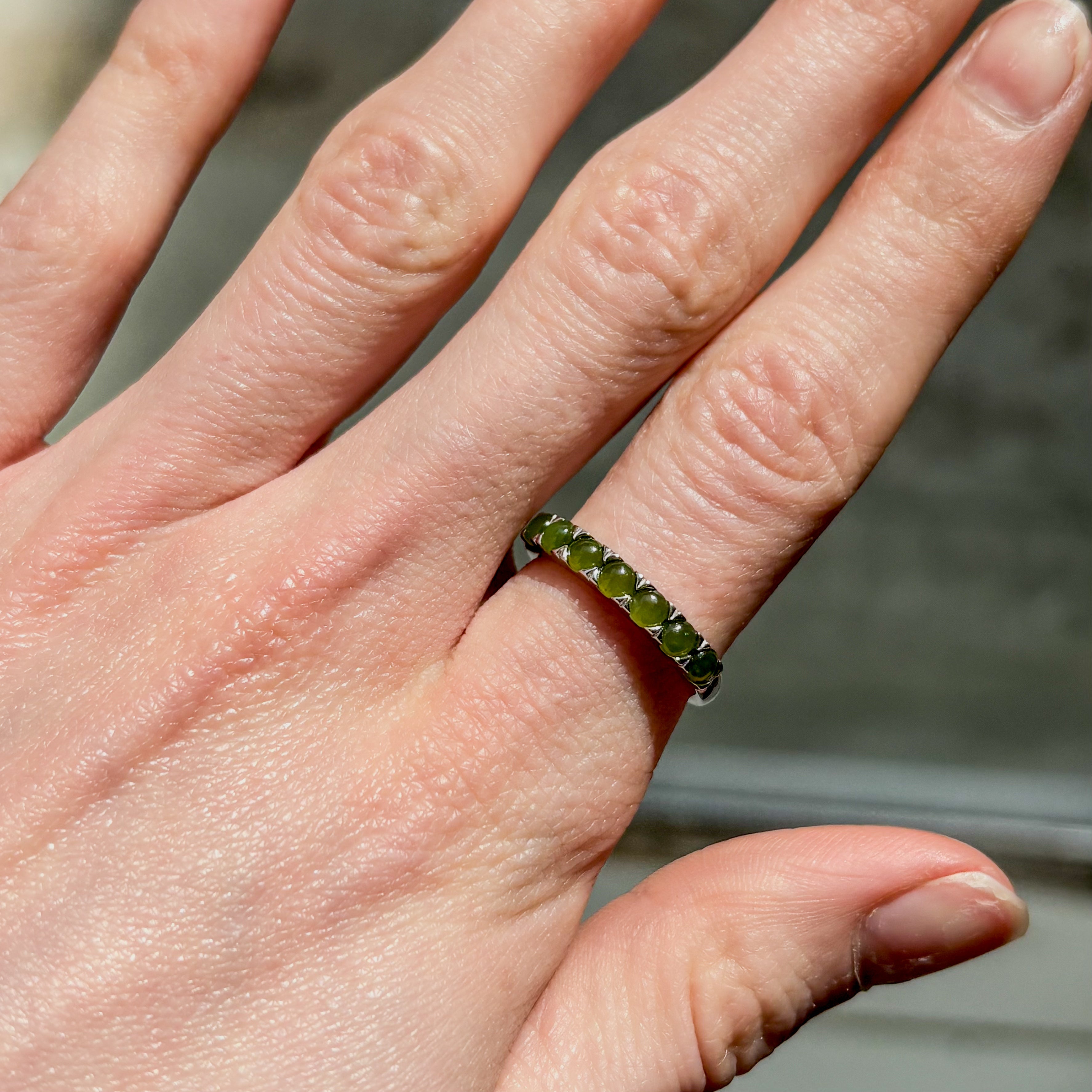 Jade 7 stones Ring - Sterling Silver