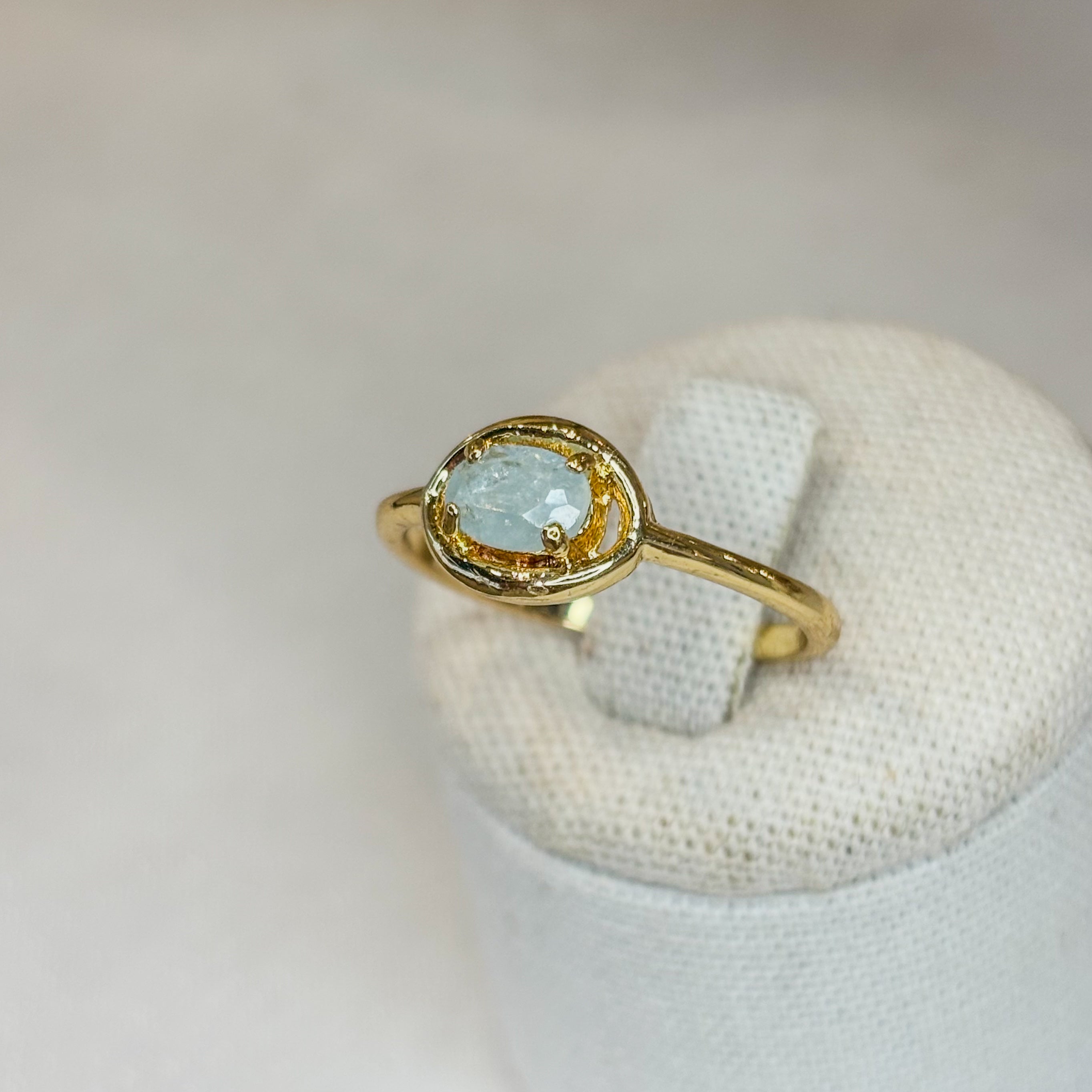 Aquamarine Inner Self Ring Gold Plated