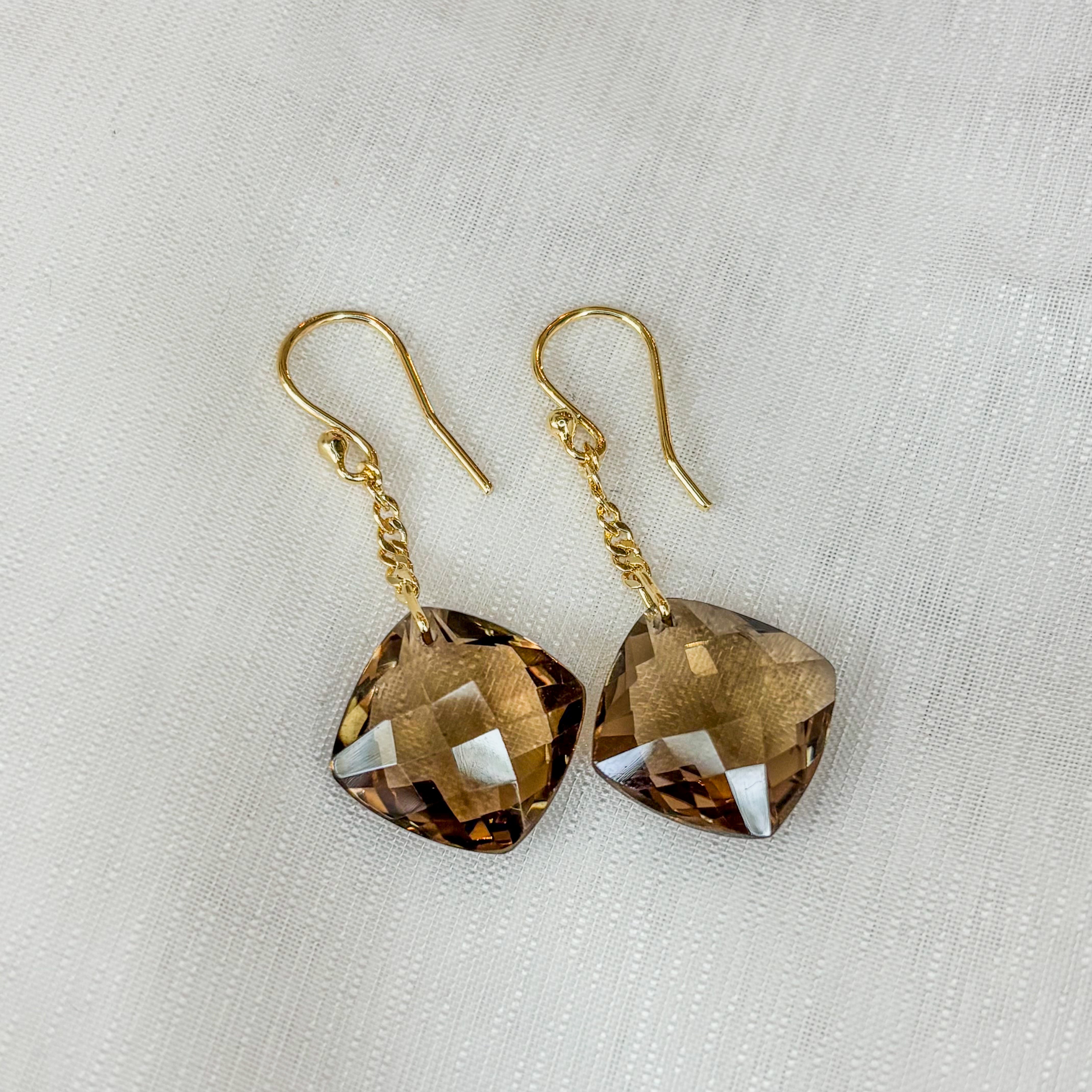 Smoky Quartz Warm Shadow Earrings - Vermeil
