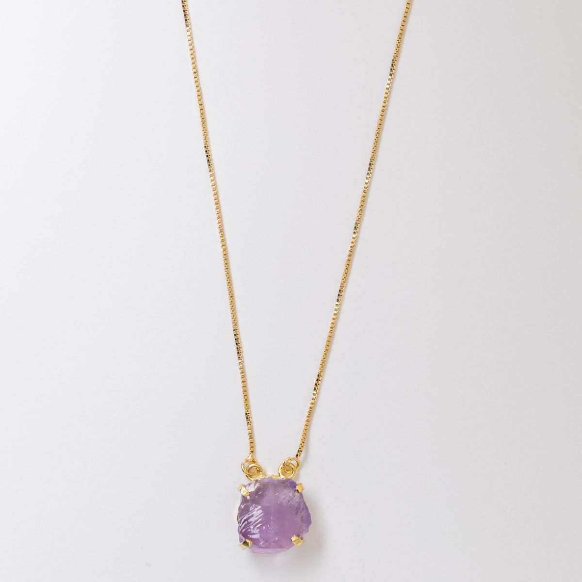 Kleine Amethist - Lollipop ketting - 18K verguld