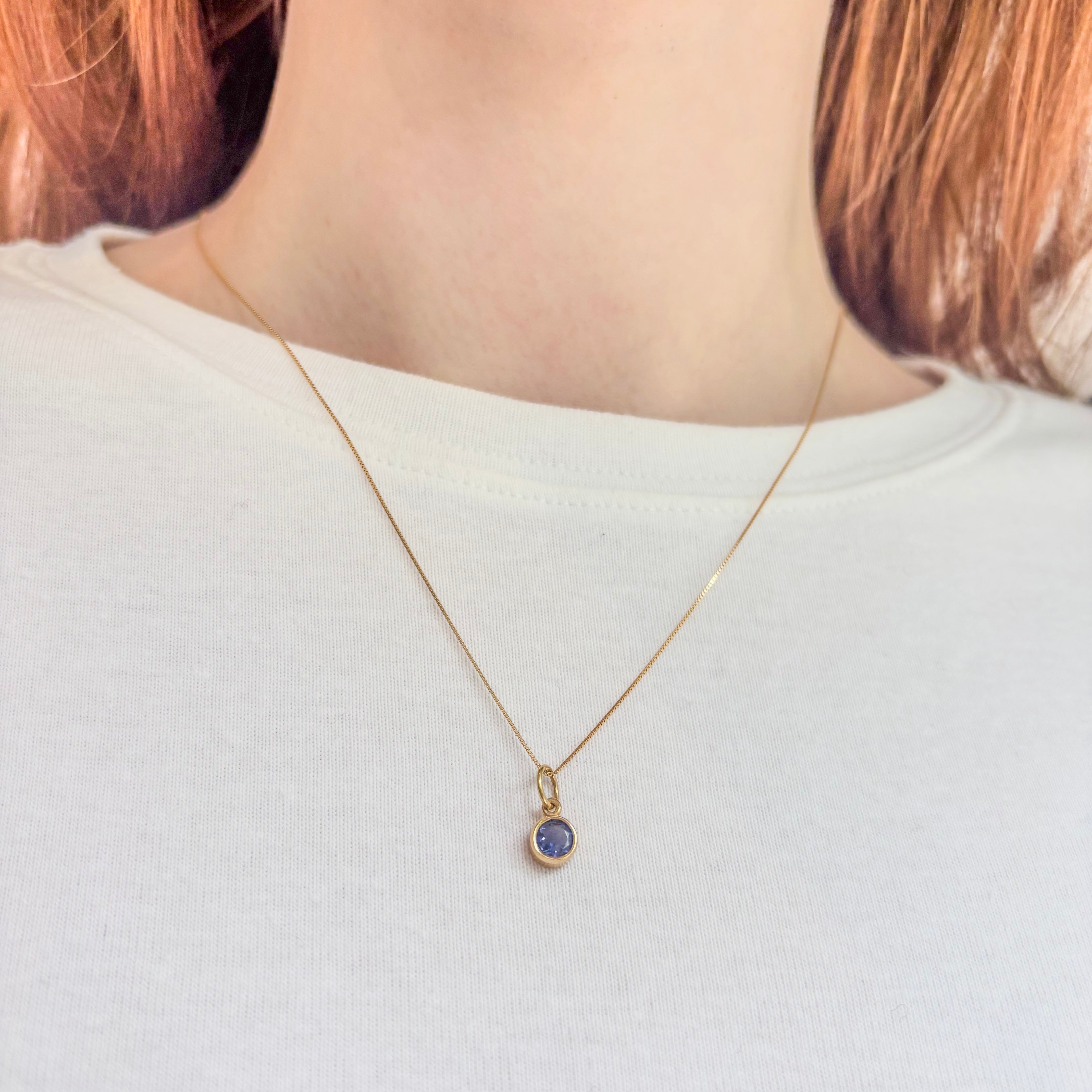 Blue Sapphire Pendant Solid Gold 18k