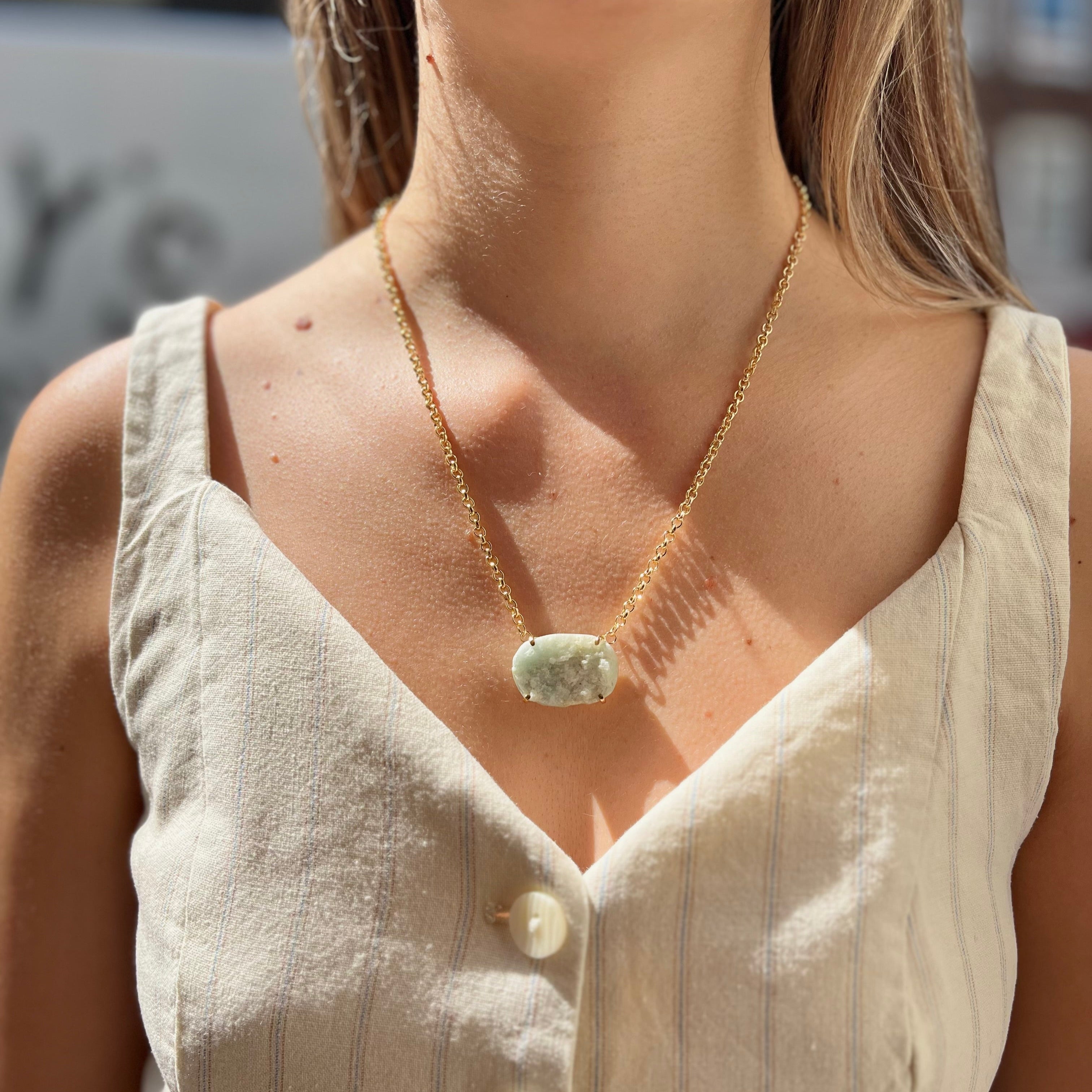 Aquamarine - Necklace - Gold Plated