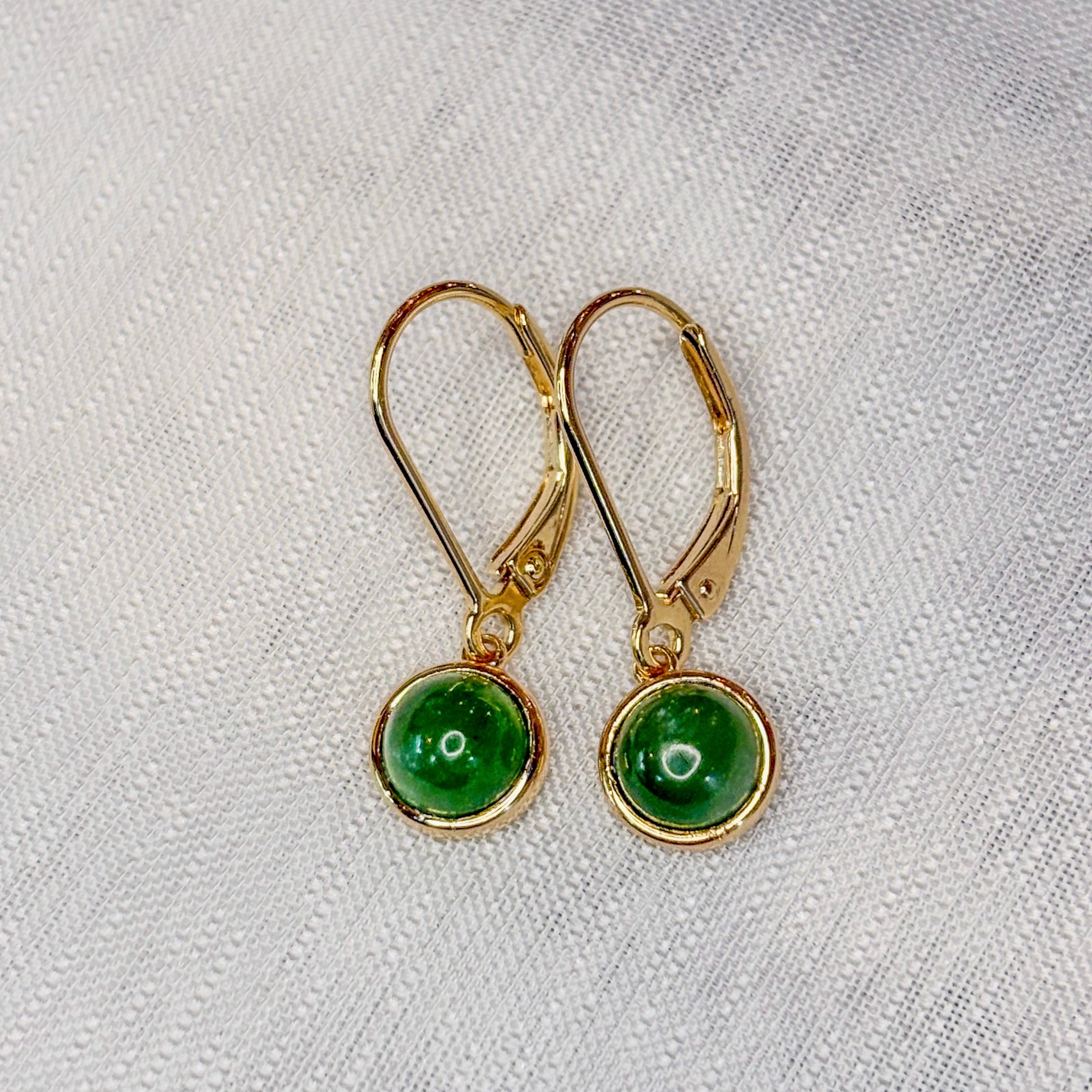 Jade Hoops Earrings- Gold Plated/Sterling Silver