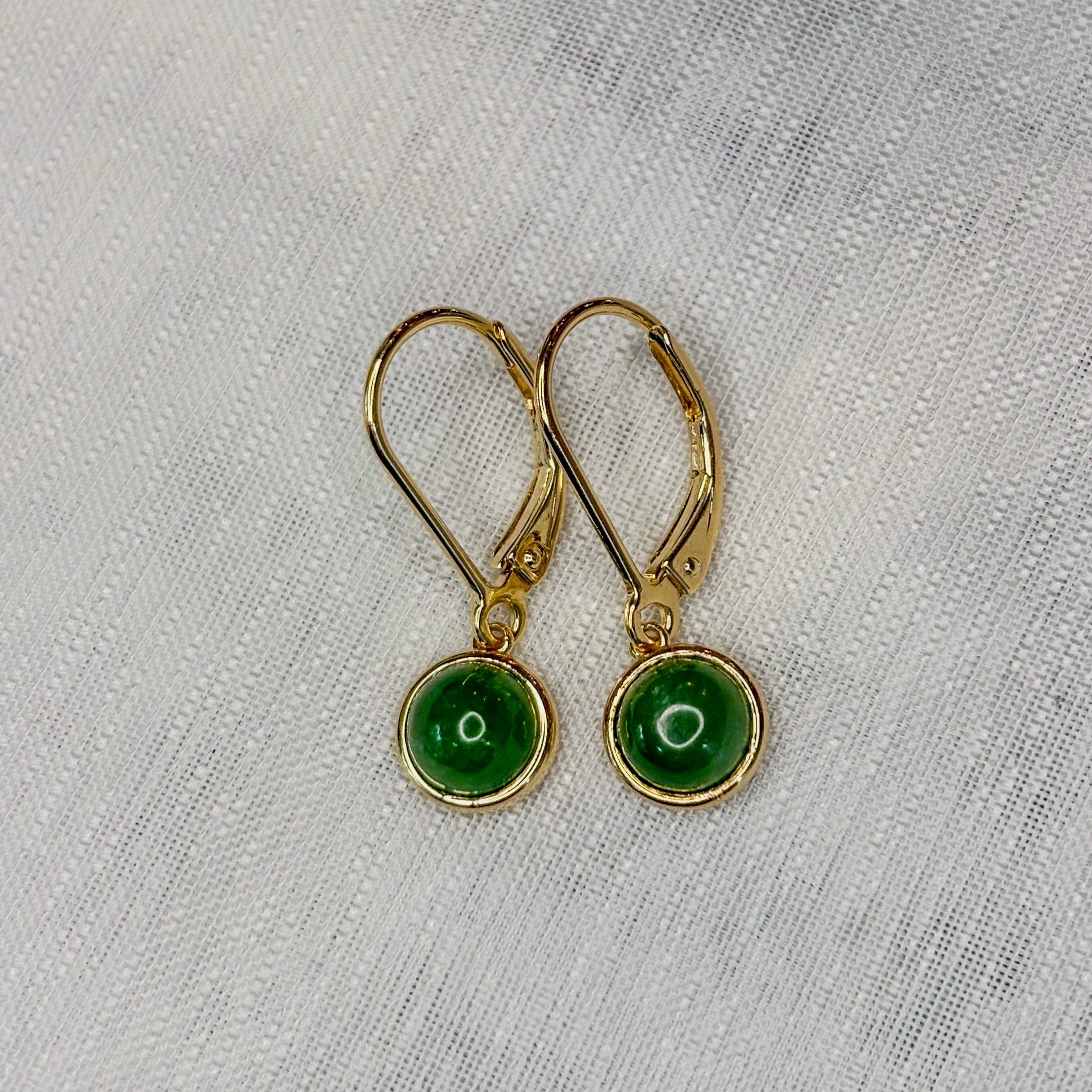 Jade Hoops Earrings- Gold Plated/Sterling Silver