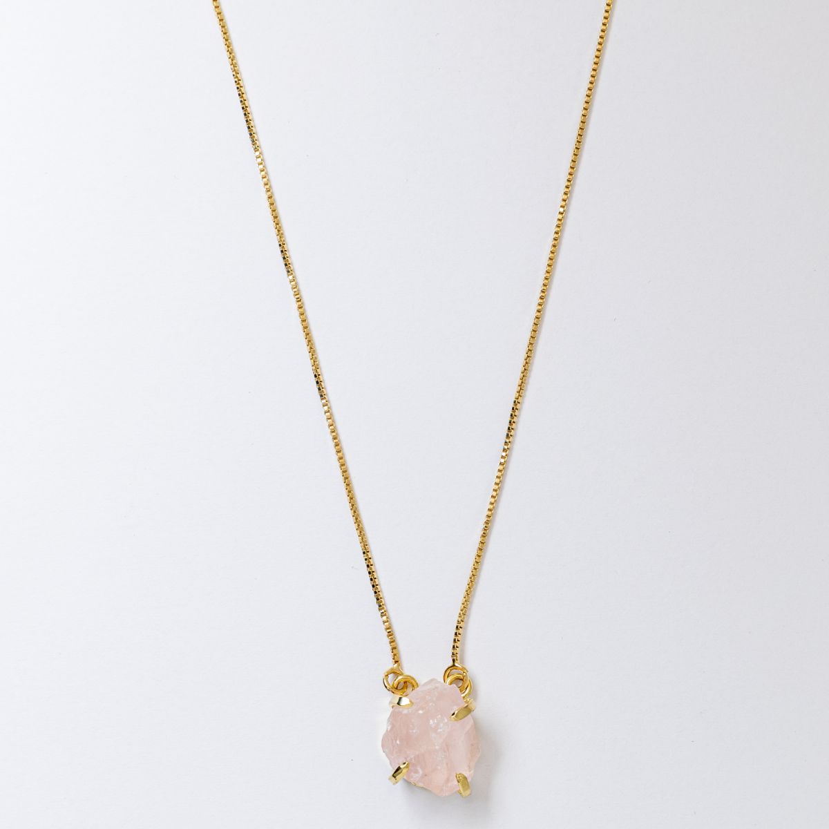 Small Rose Quartz - Lollipop Necklace - Gold Plated