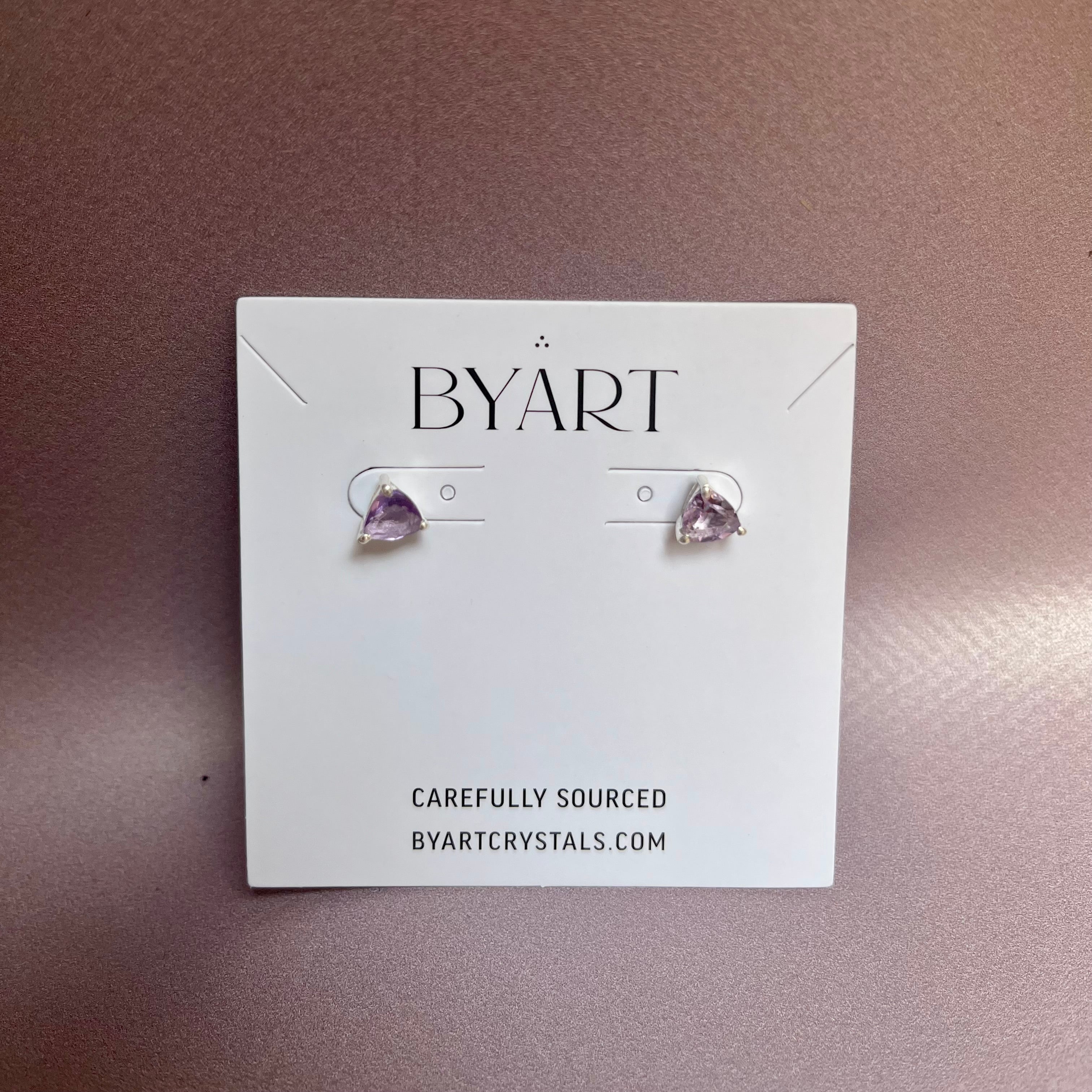 Amethyst Triangle Earrings - Sterling Silver