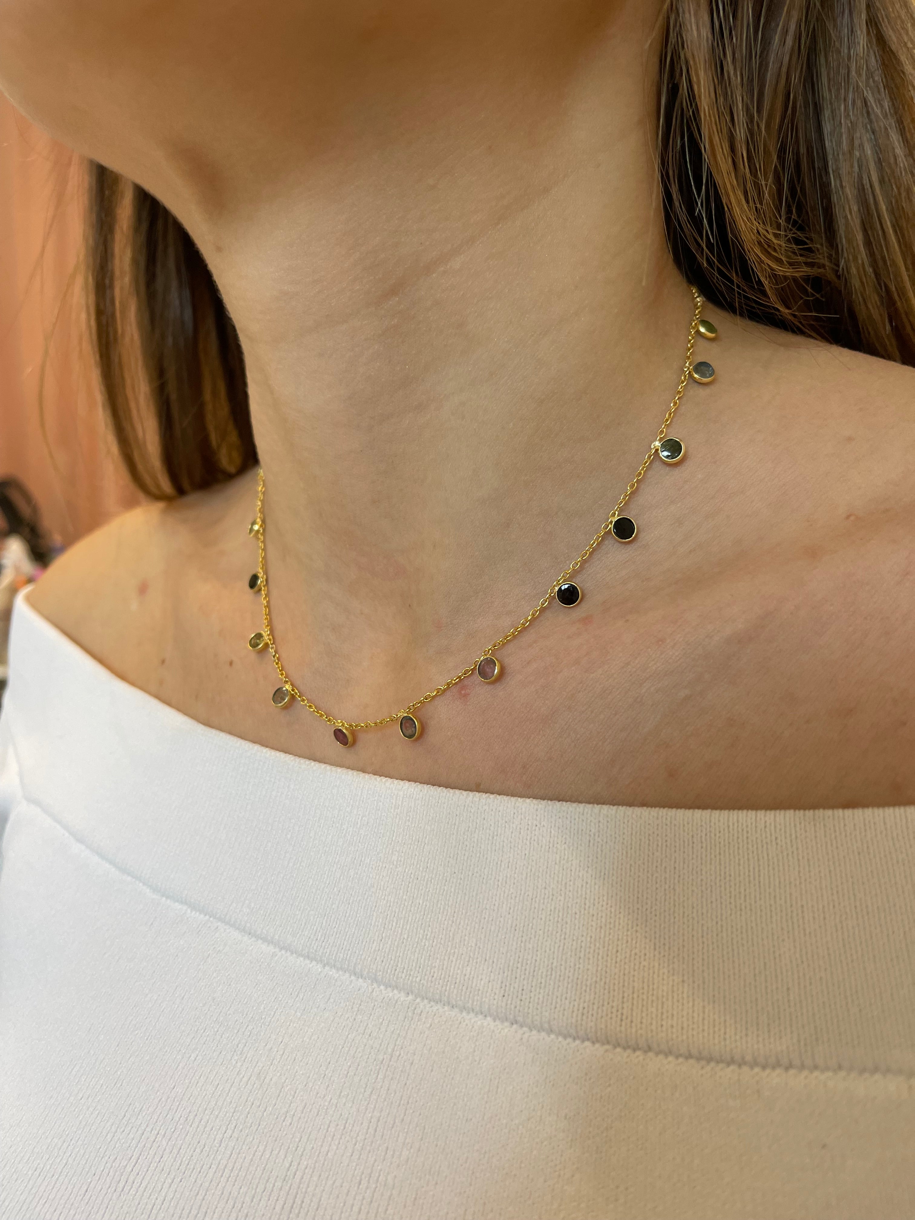 Several Tourmalines Choker - Gold Plated