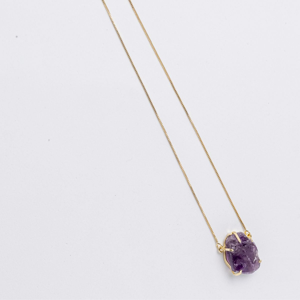 Big Amethyst - Lollipop Necklace - Gold Plated