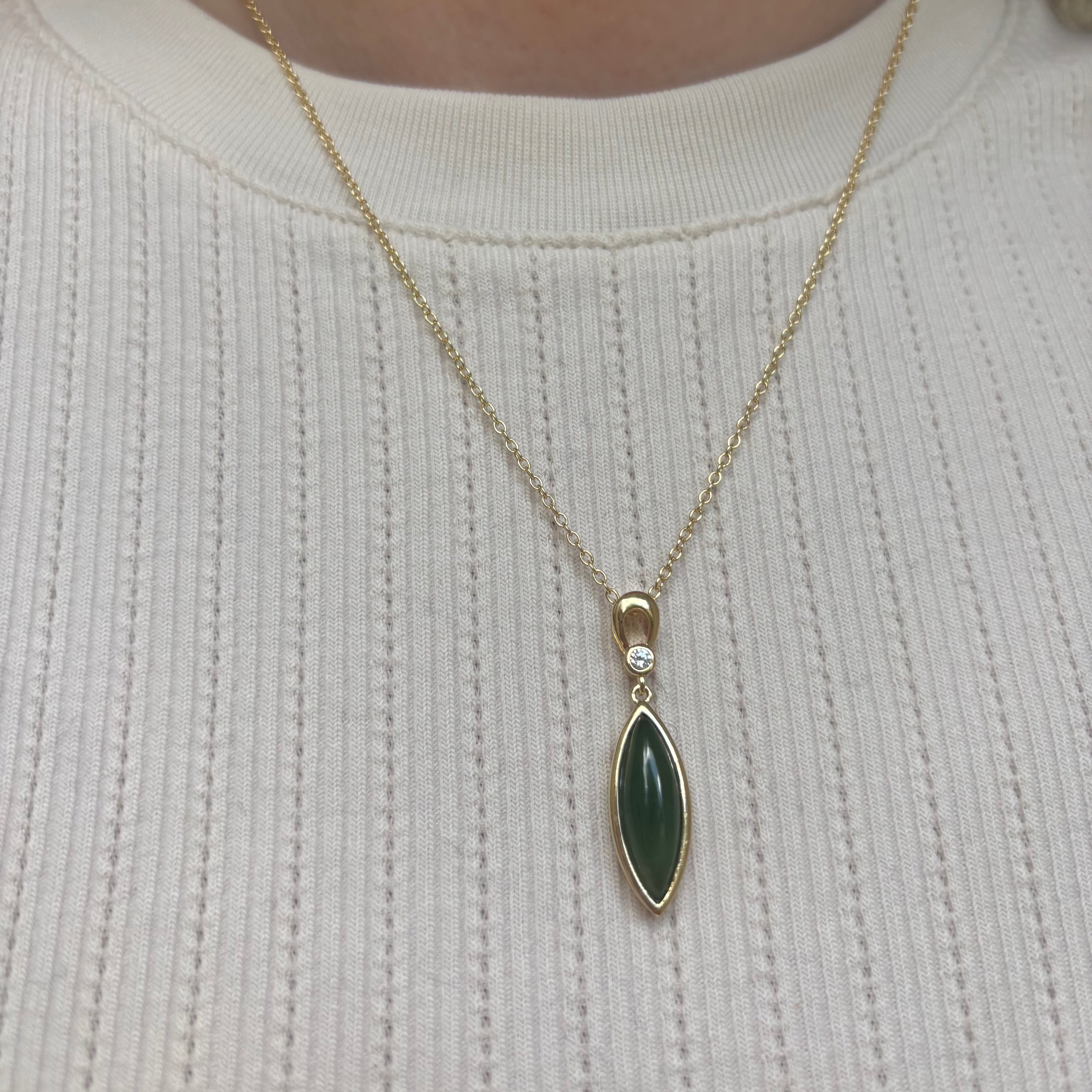 Jade and Zirconia Long Drop Necklace - Vermeil