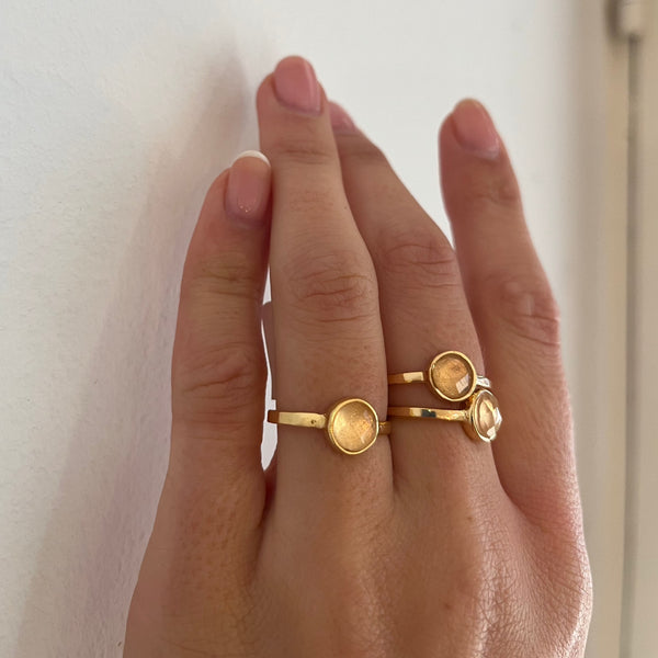 Briolette Ring Rose Quartz - 18k Gold Plated