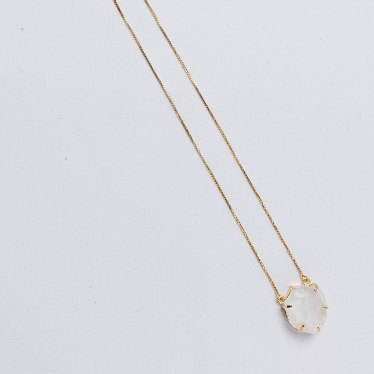 Big Clear Quartz - Lollipop Necklace - Gold Plated