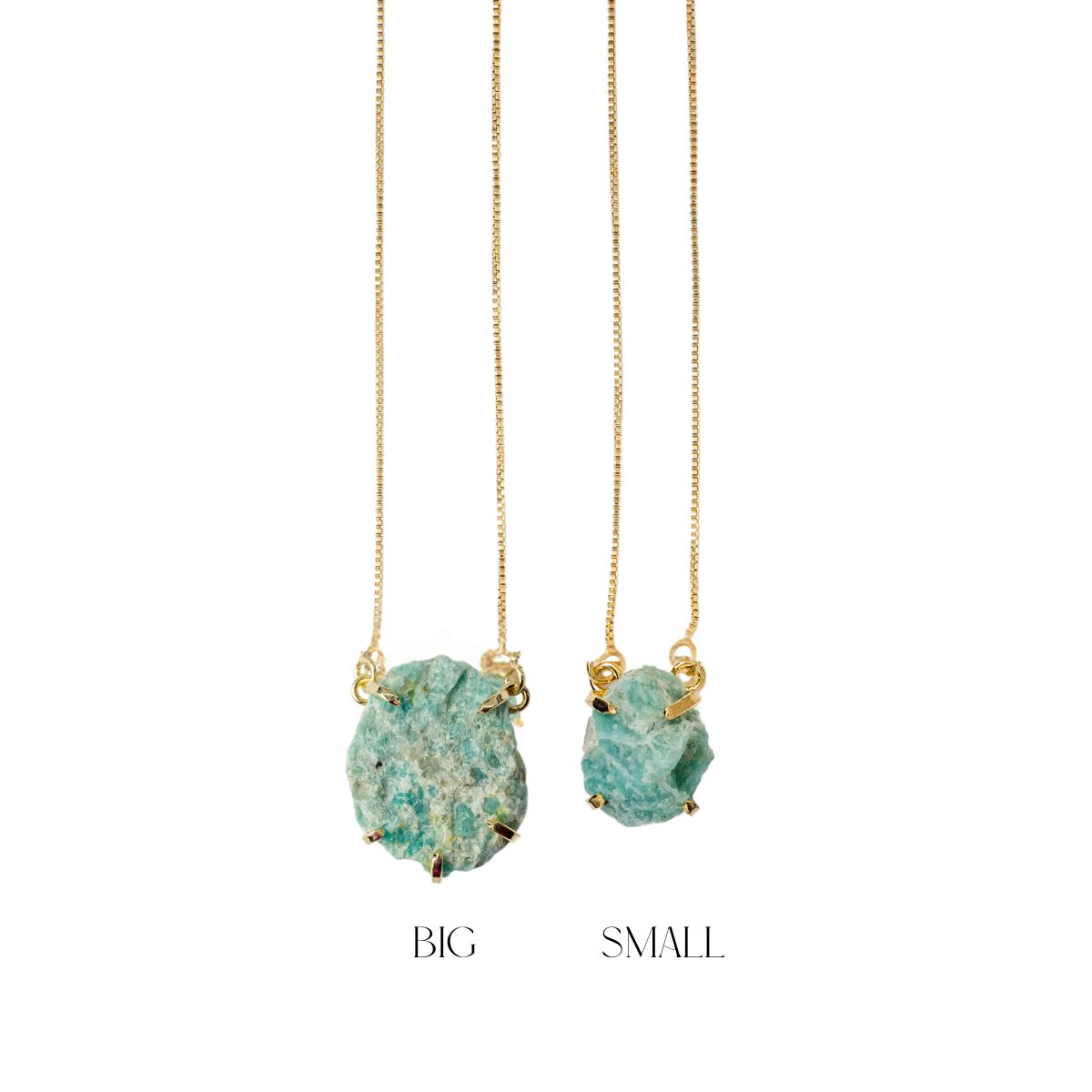 Big Amazonite - Lollipop Necklace - 18K Gold Plated