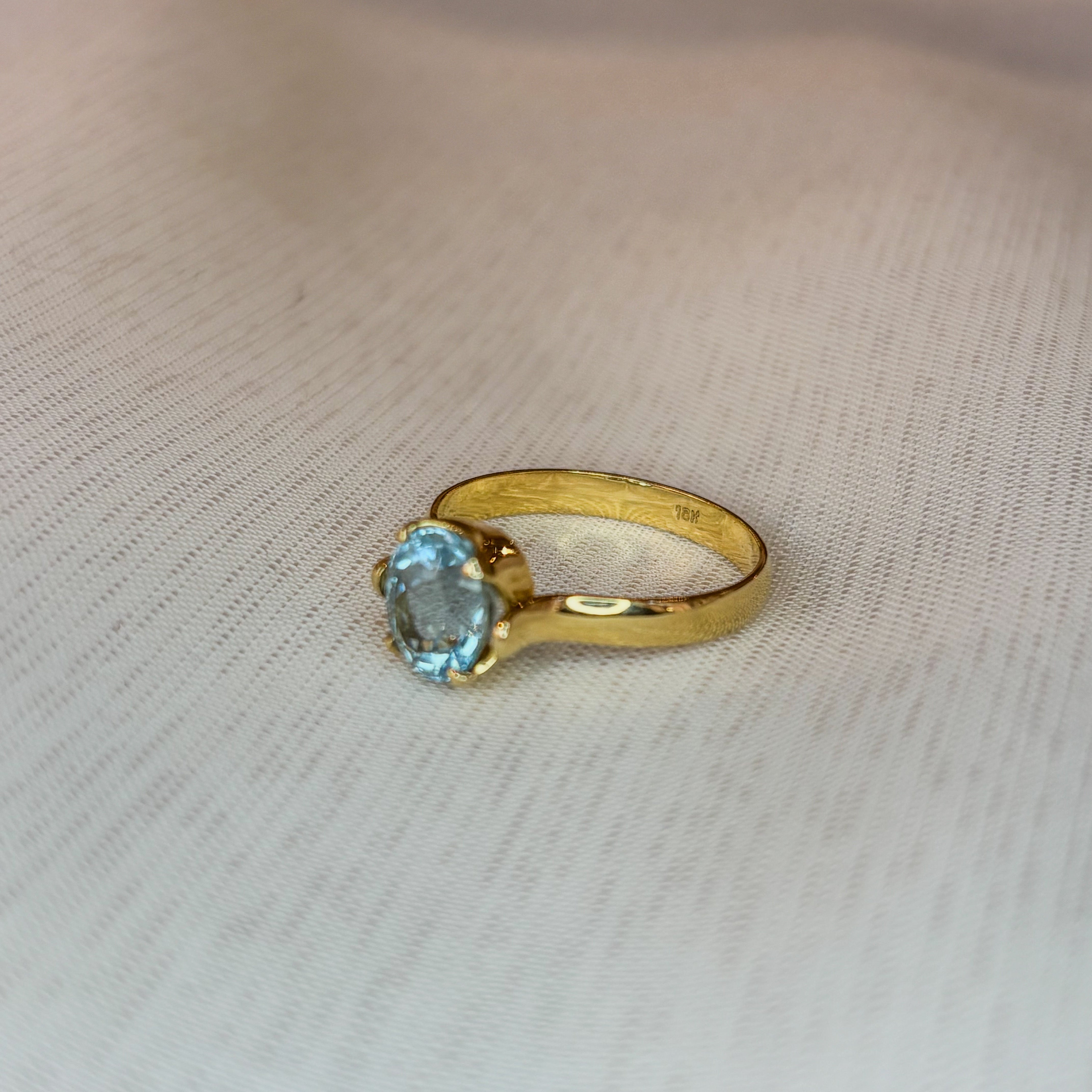 Aquamarine Classic Round Ring - Gold 18k
