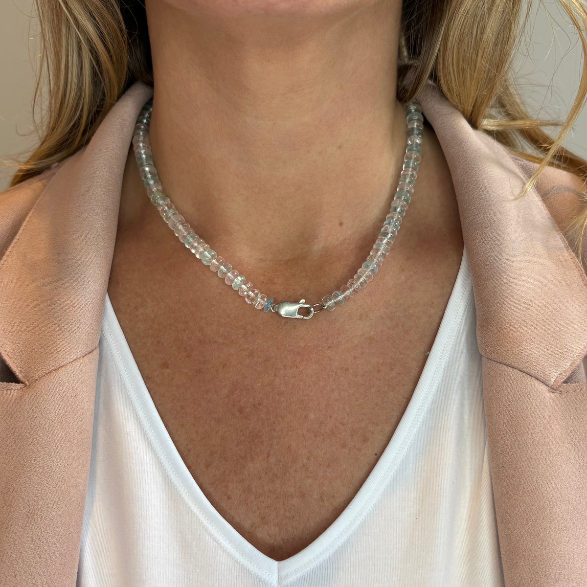 Morganite Beaded Necklace — Sterling Silver | Limited Edition