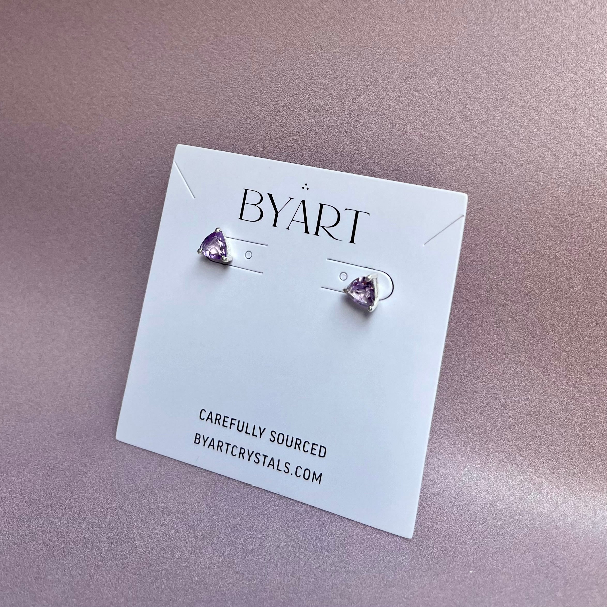 Amethyst Triangle Earrings - Sterling Silver