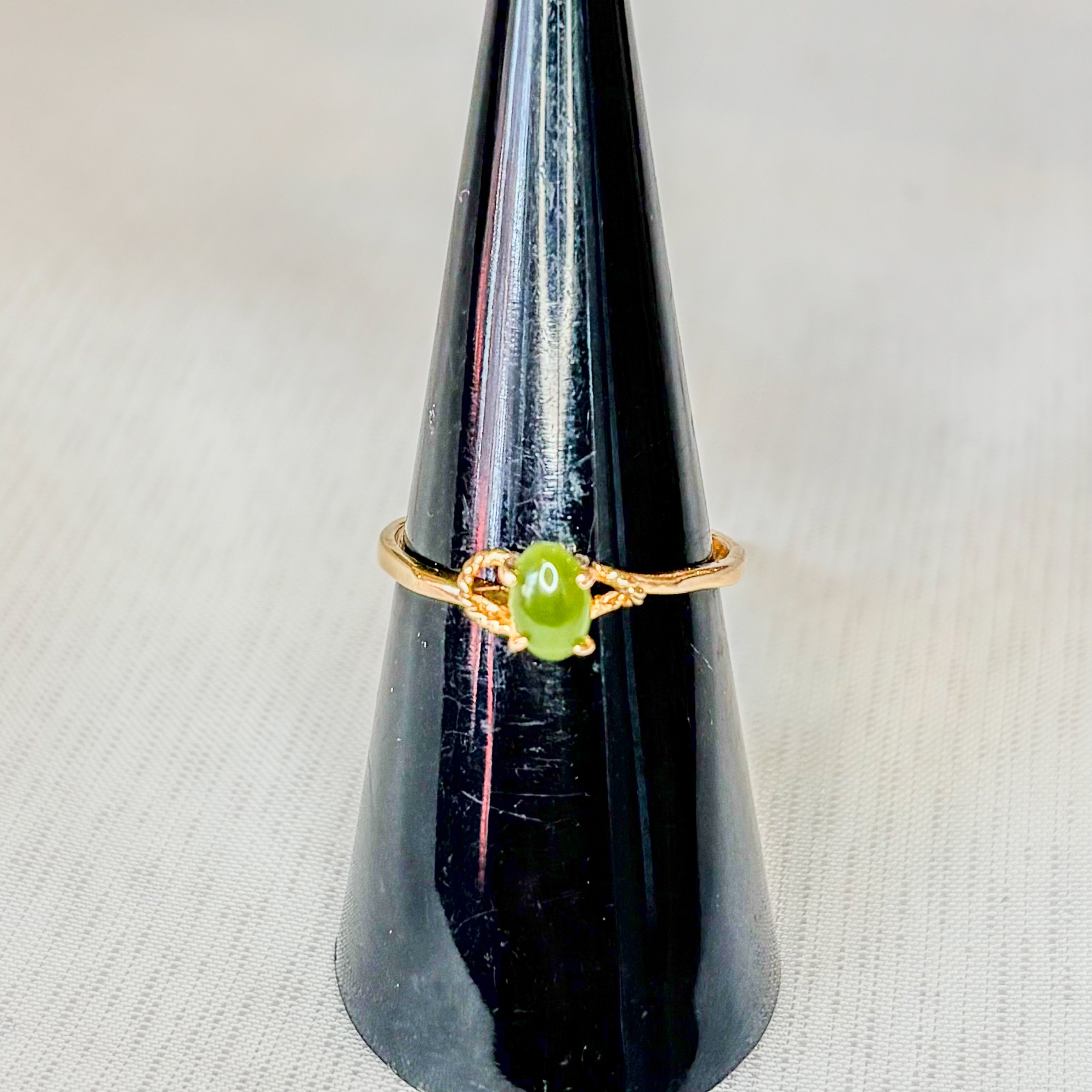 Jade Oval Solitaire Ring - Gold Plated