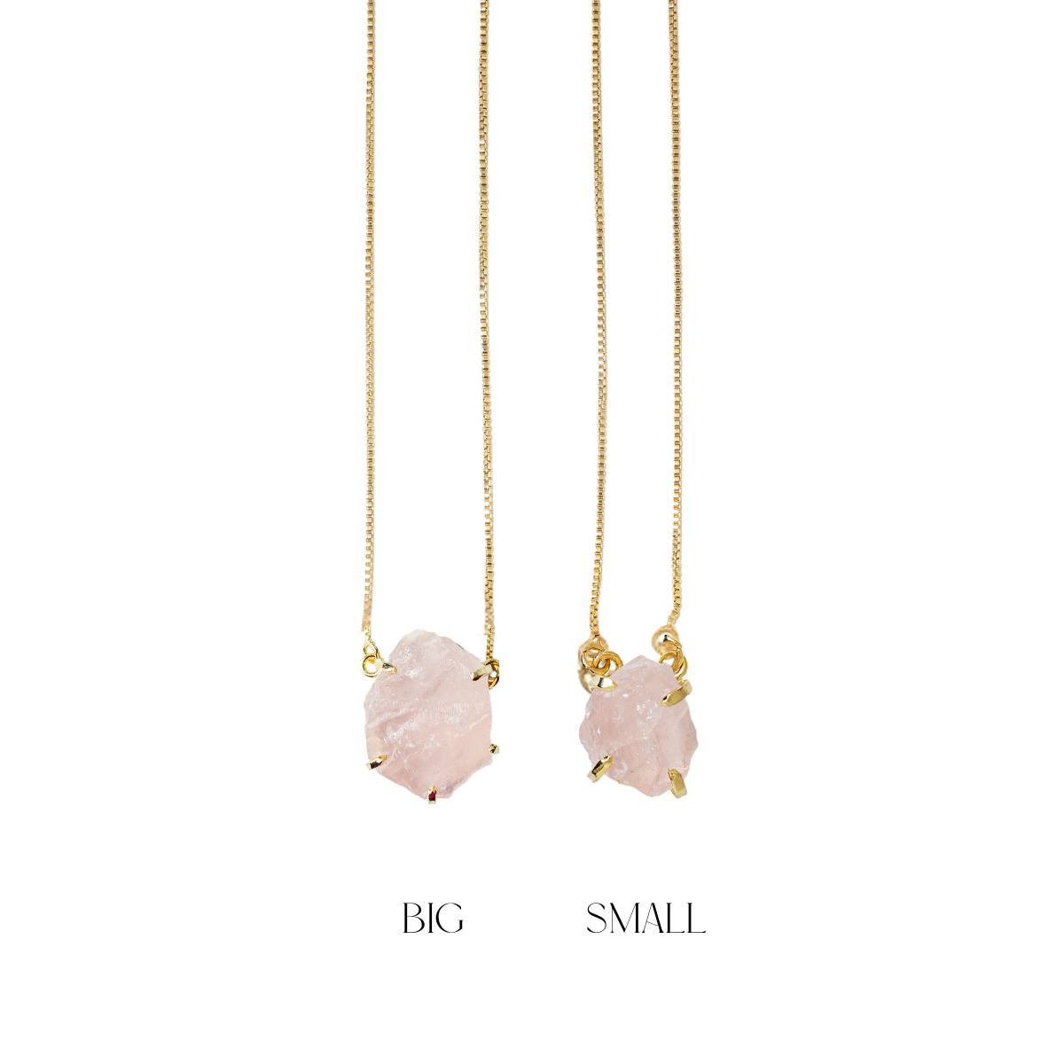 Small Rose Quartz - Lollipop Necklace - Gold Plated