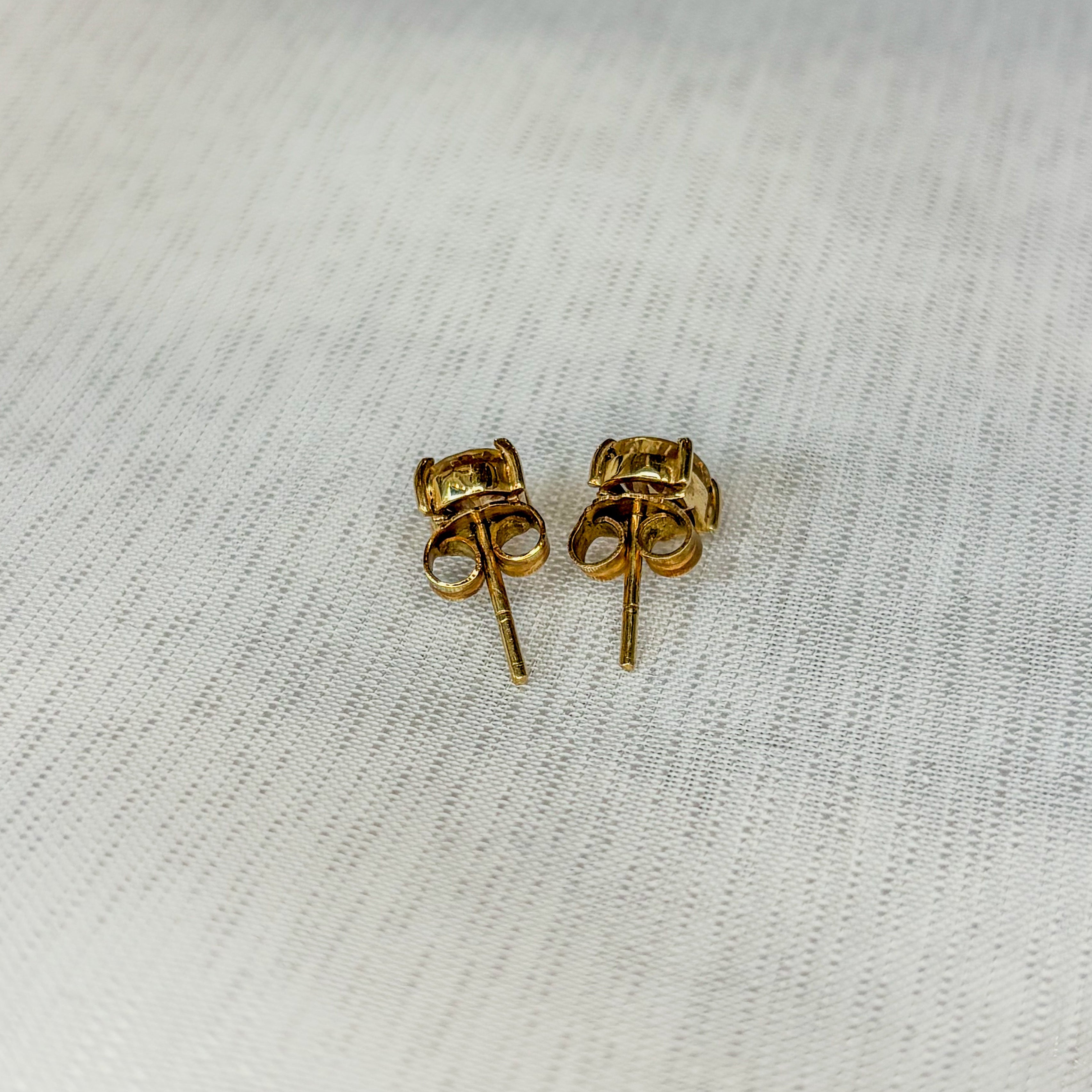 Citrine Solar Spark Stud Earrings - Solid Gold 18k