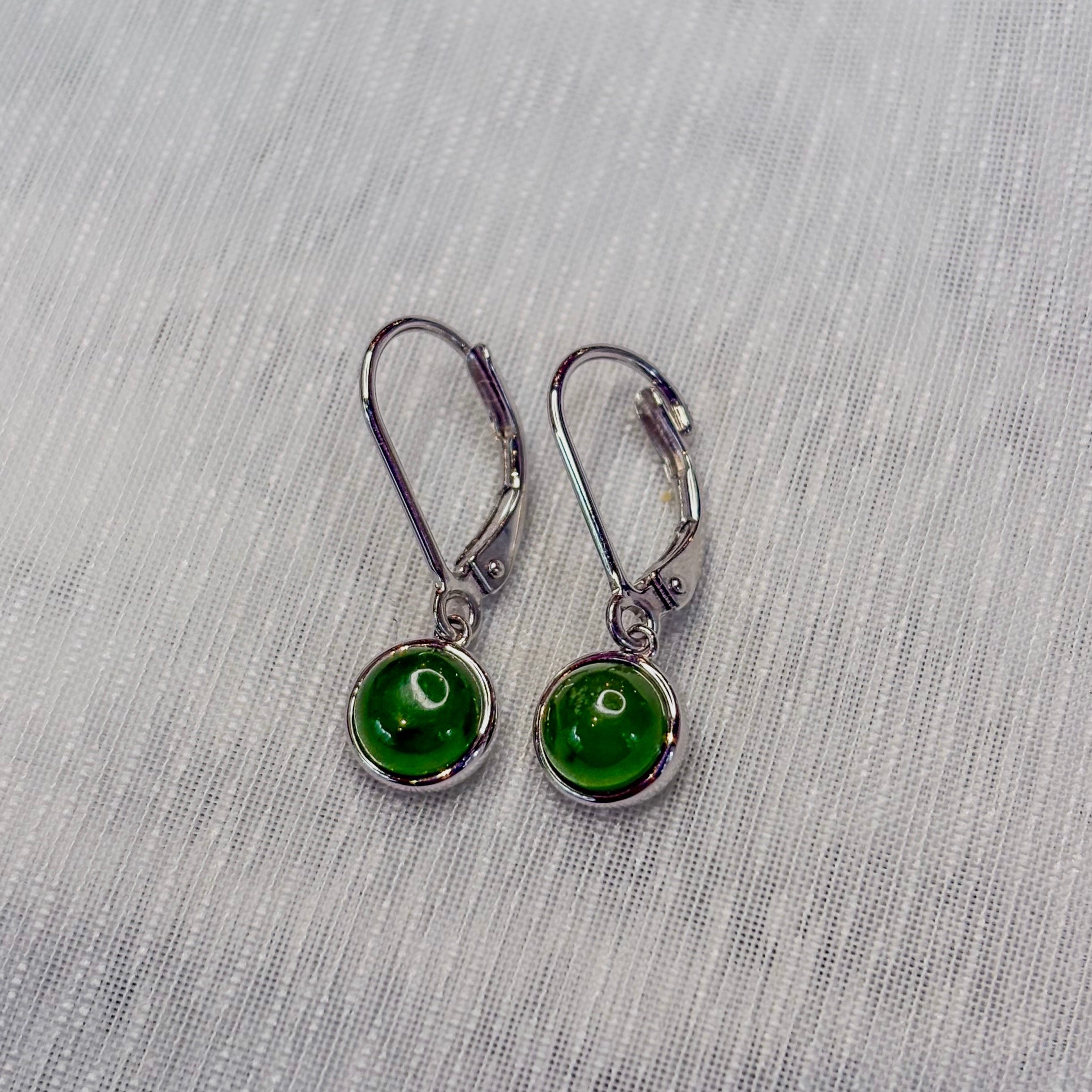 Jade Hoops Earrings- Gold Plated/Sterling Silver