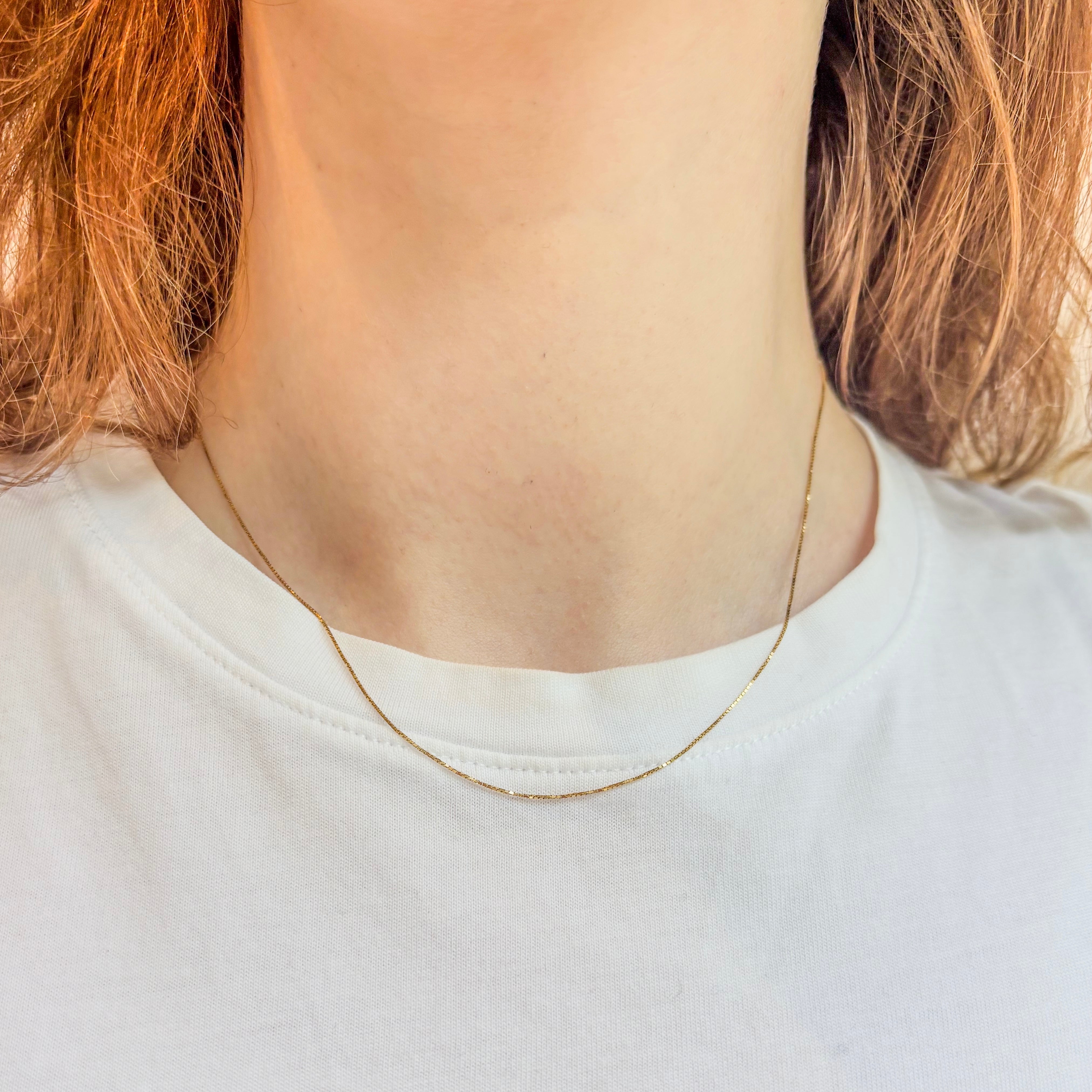 Necklace Box Chain 40cm 18k Solid Gold