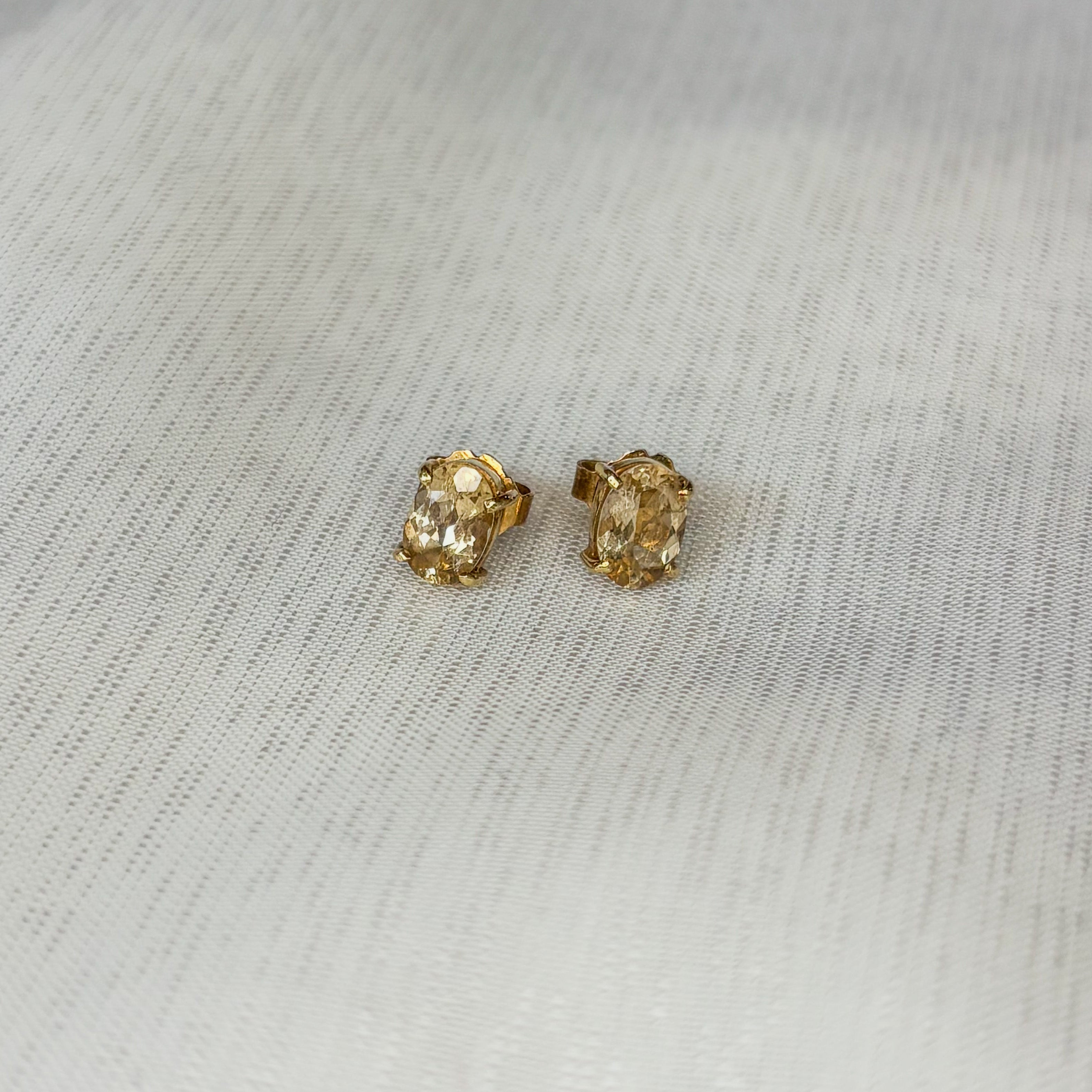 Citrine Solar Spark Stud Earrings - Solid Gold 18k