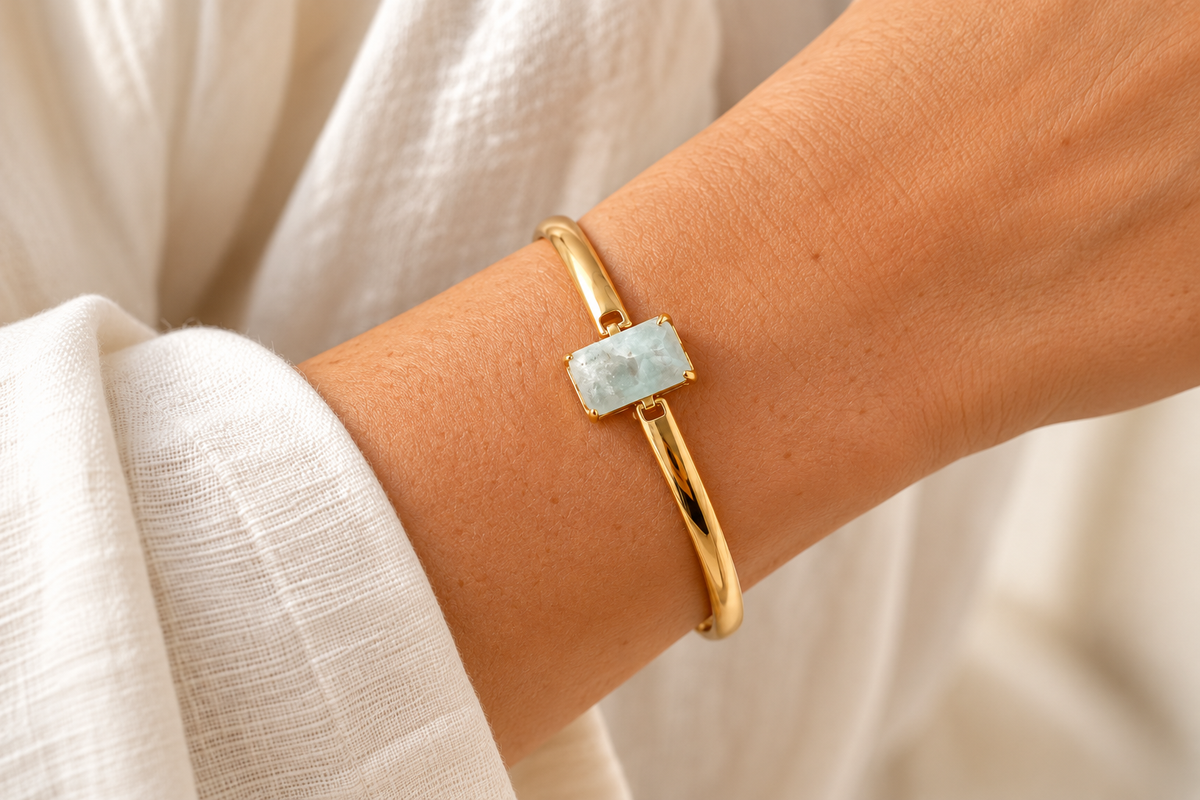 Verstelbare armband van pyriet - verguld