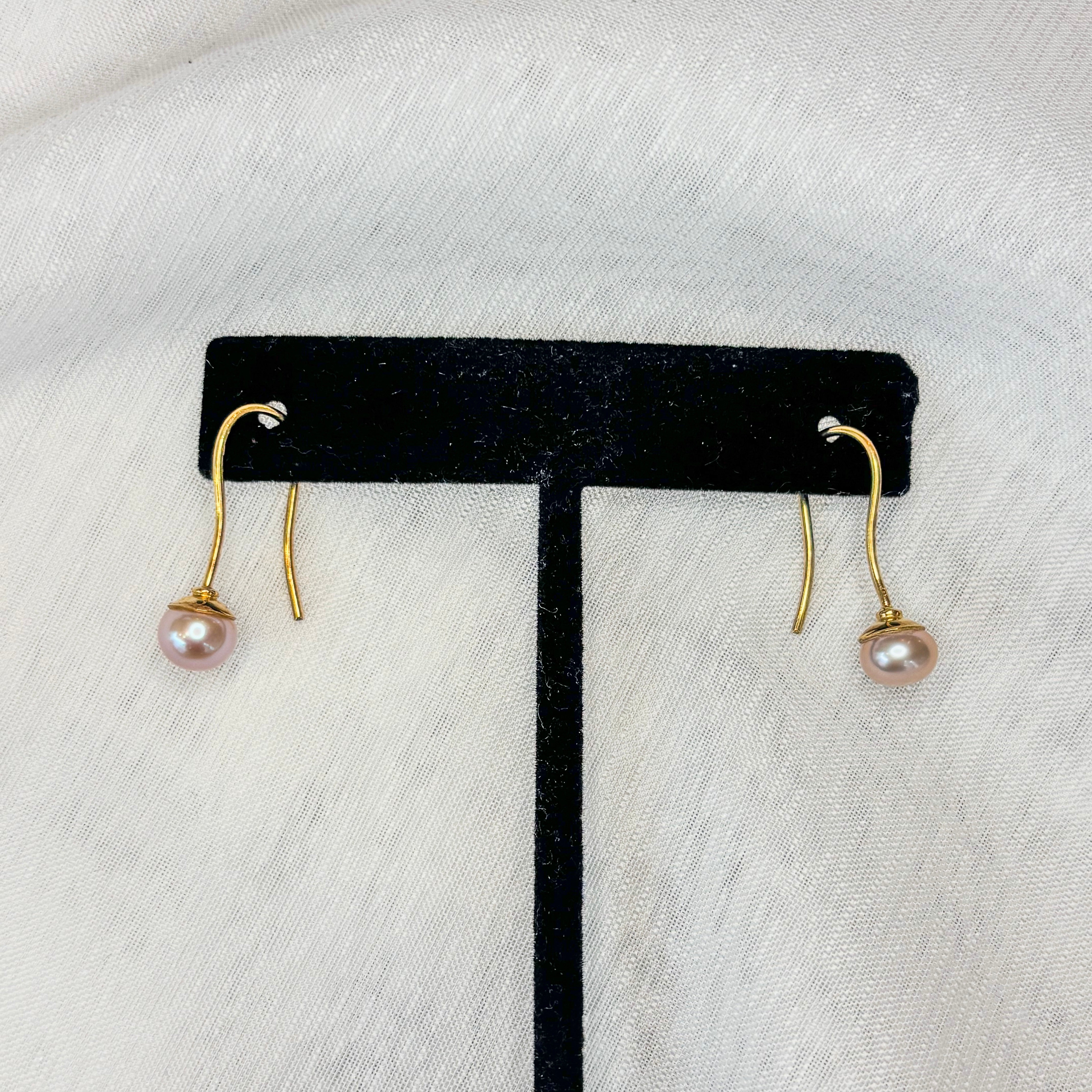 Pearl Earrings -  14k Solid Gold