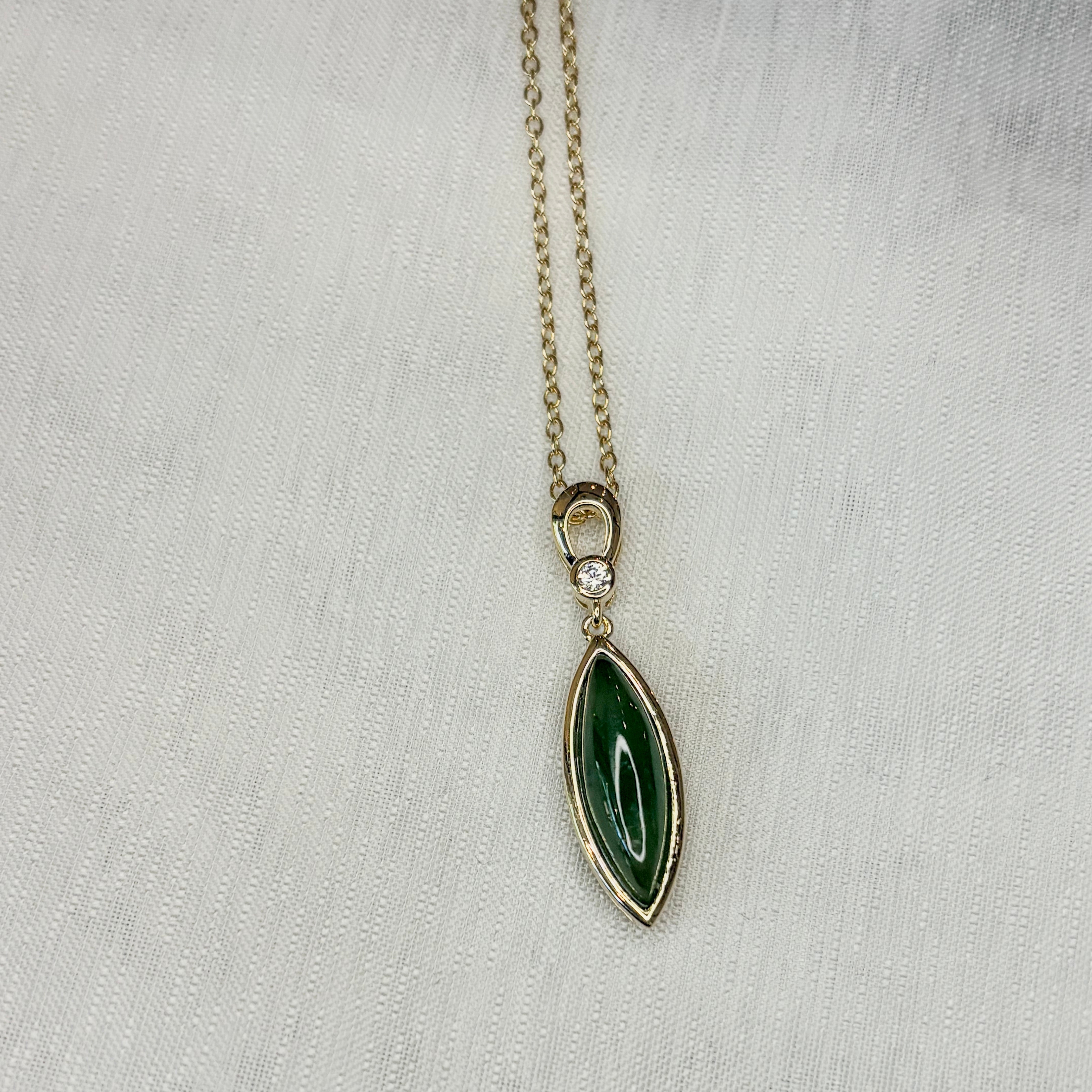 Jade and Zirconia Long Drop Necklace - Vermeil