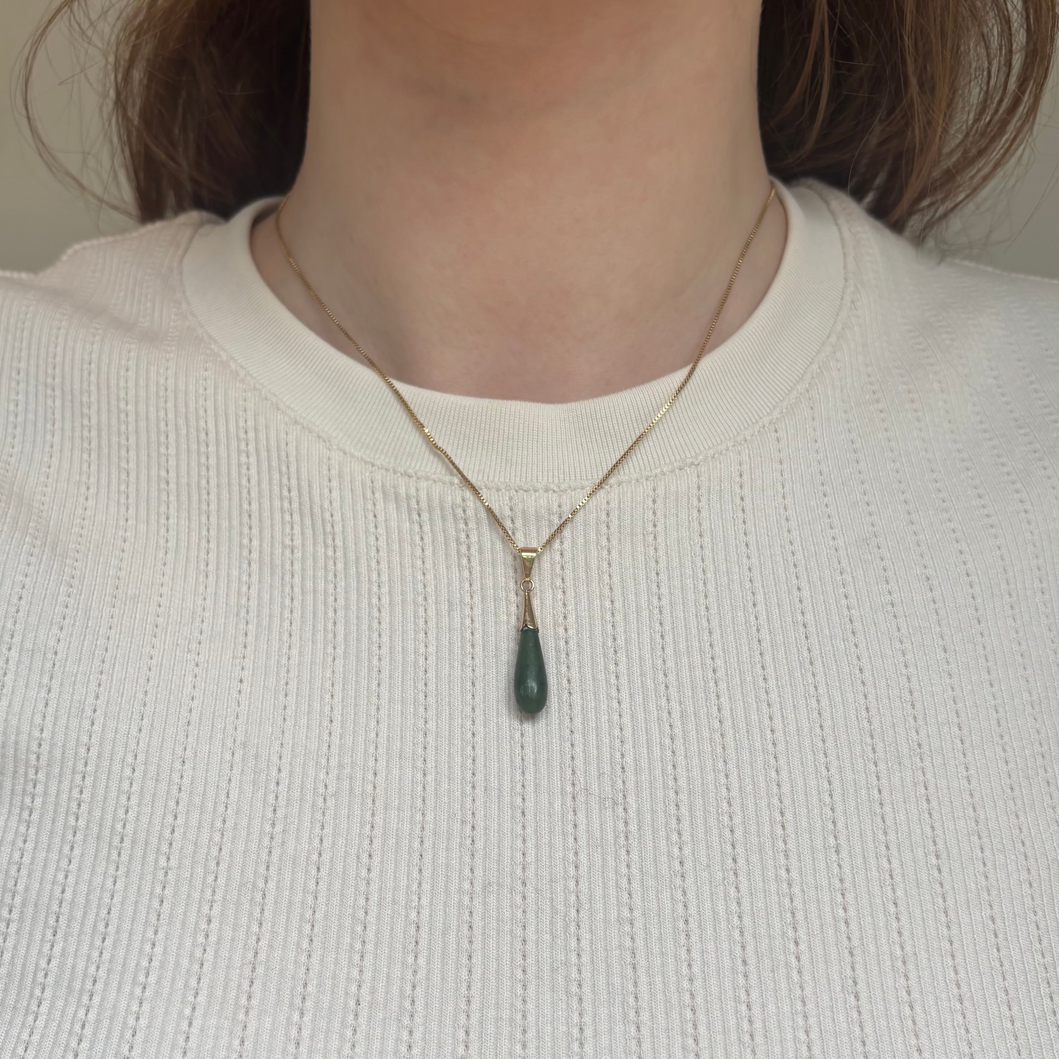 Jade Pendant -Drop - Gold Plated