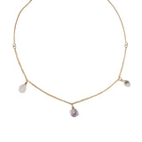 Amethyst, Rose Quartz, and Clear Quartz Golden Triangle Necklace - 18k Gold Plated