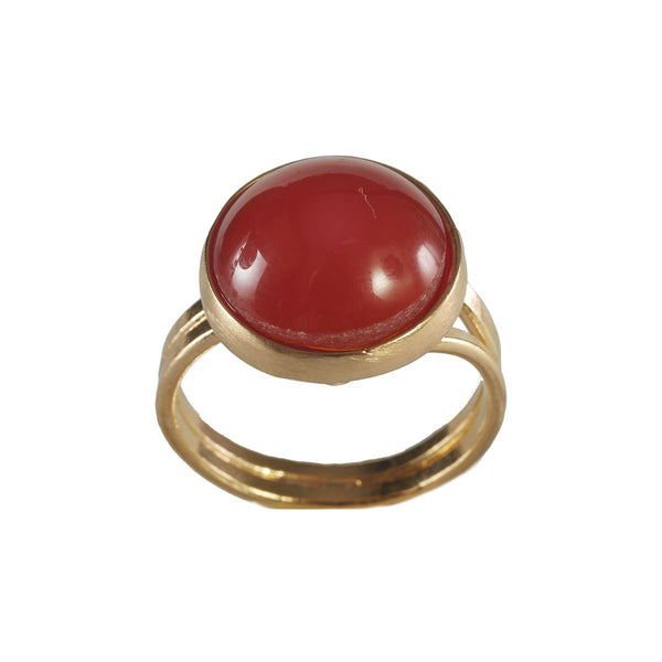Crystal Cabuchon Adjustable Ring - 18k Gold Plated