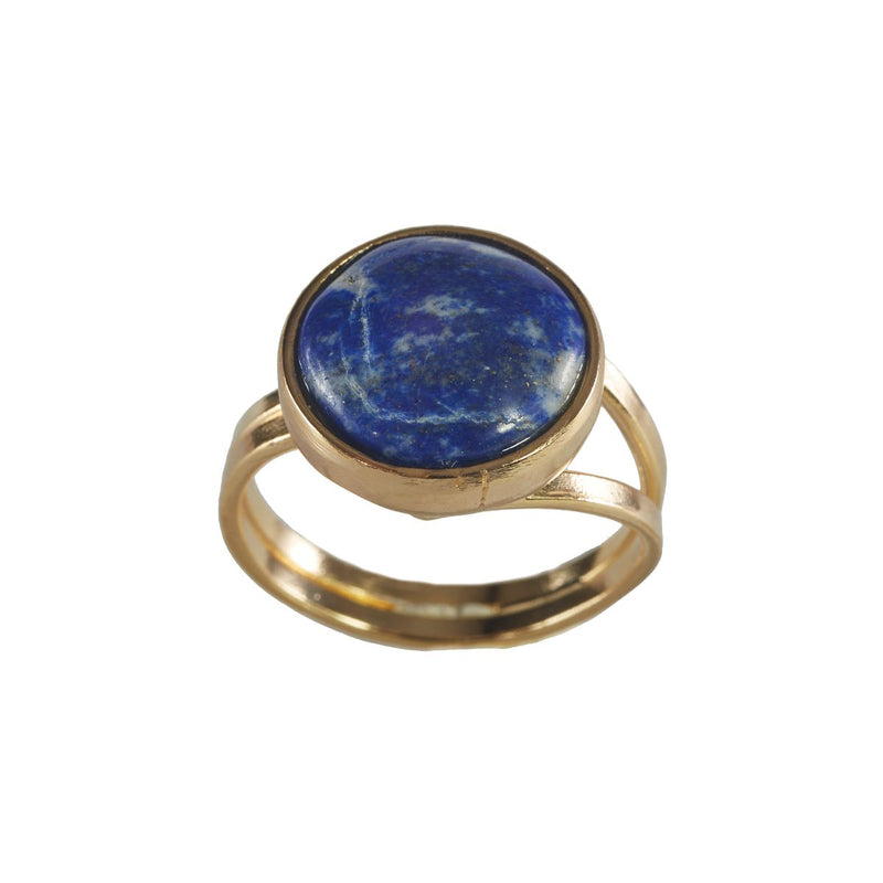 Crystal Cabuchon Adjustable Ring - 18k Gold Plated