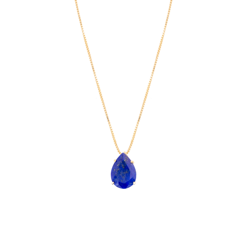 Drop Shape Necklace in Various Stones - 18k Gold Plated