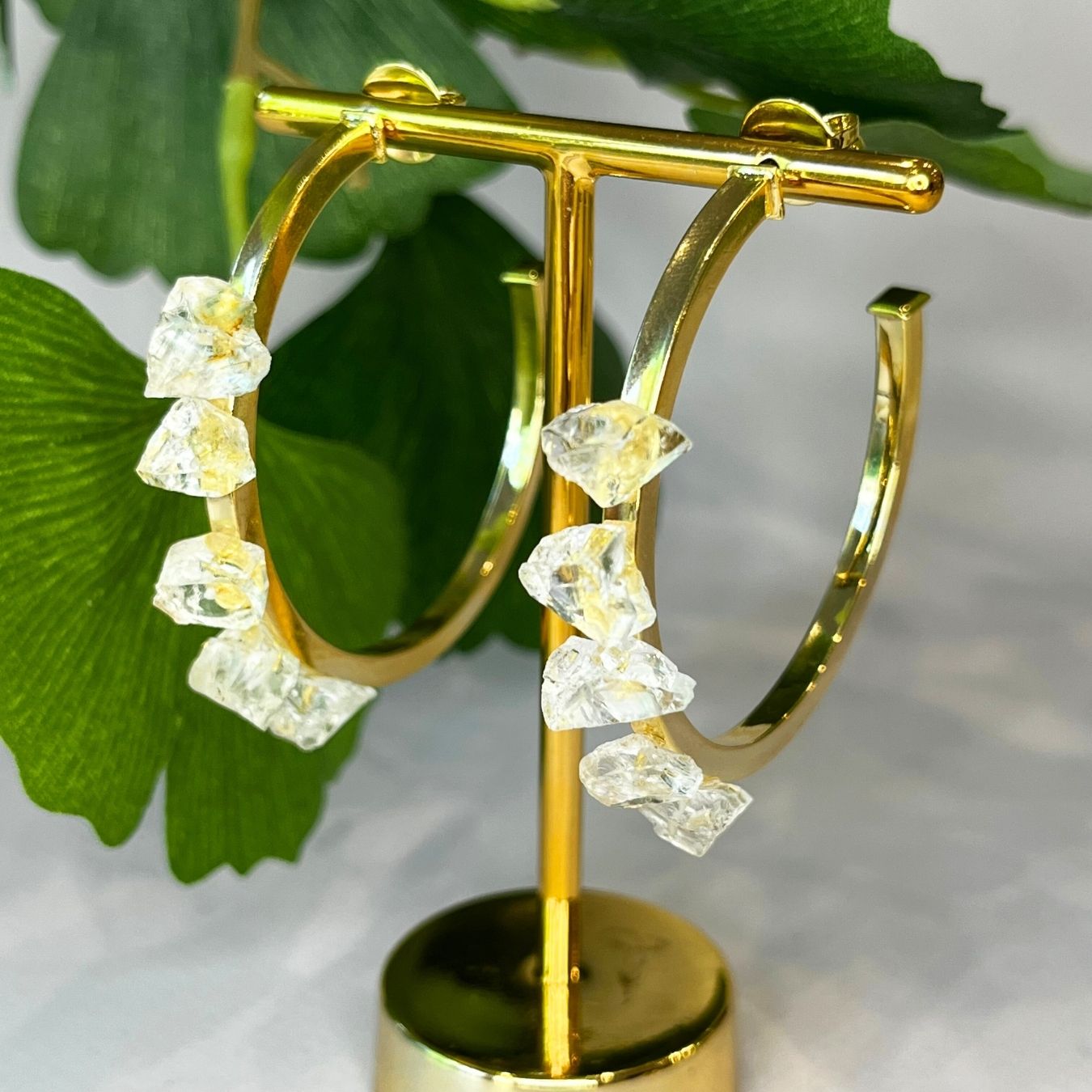 Various Stones - Radiance Hoops Earrings - Gold Plated