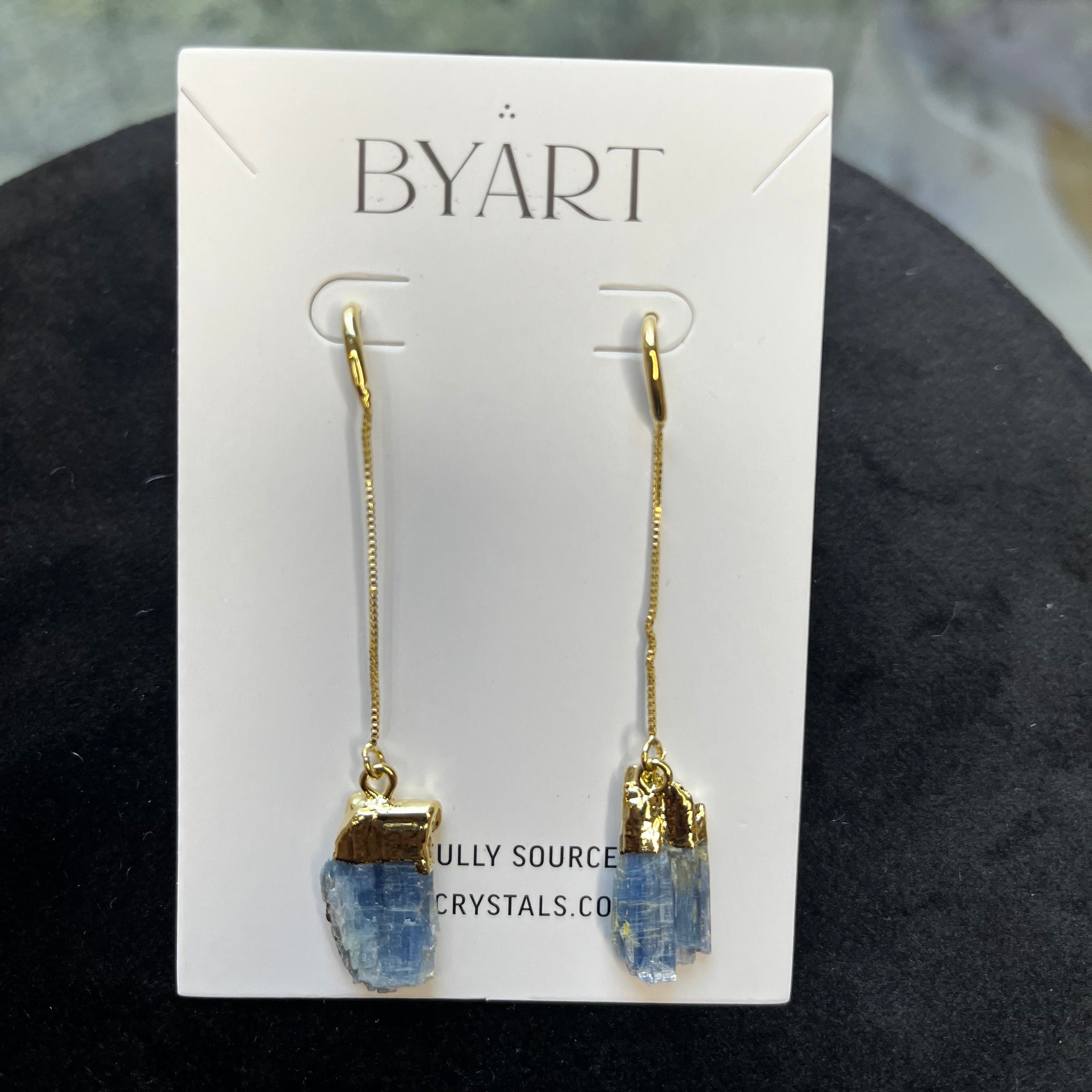 Blue Kyanite - Pointed Threaded Earrings 