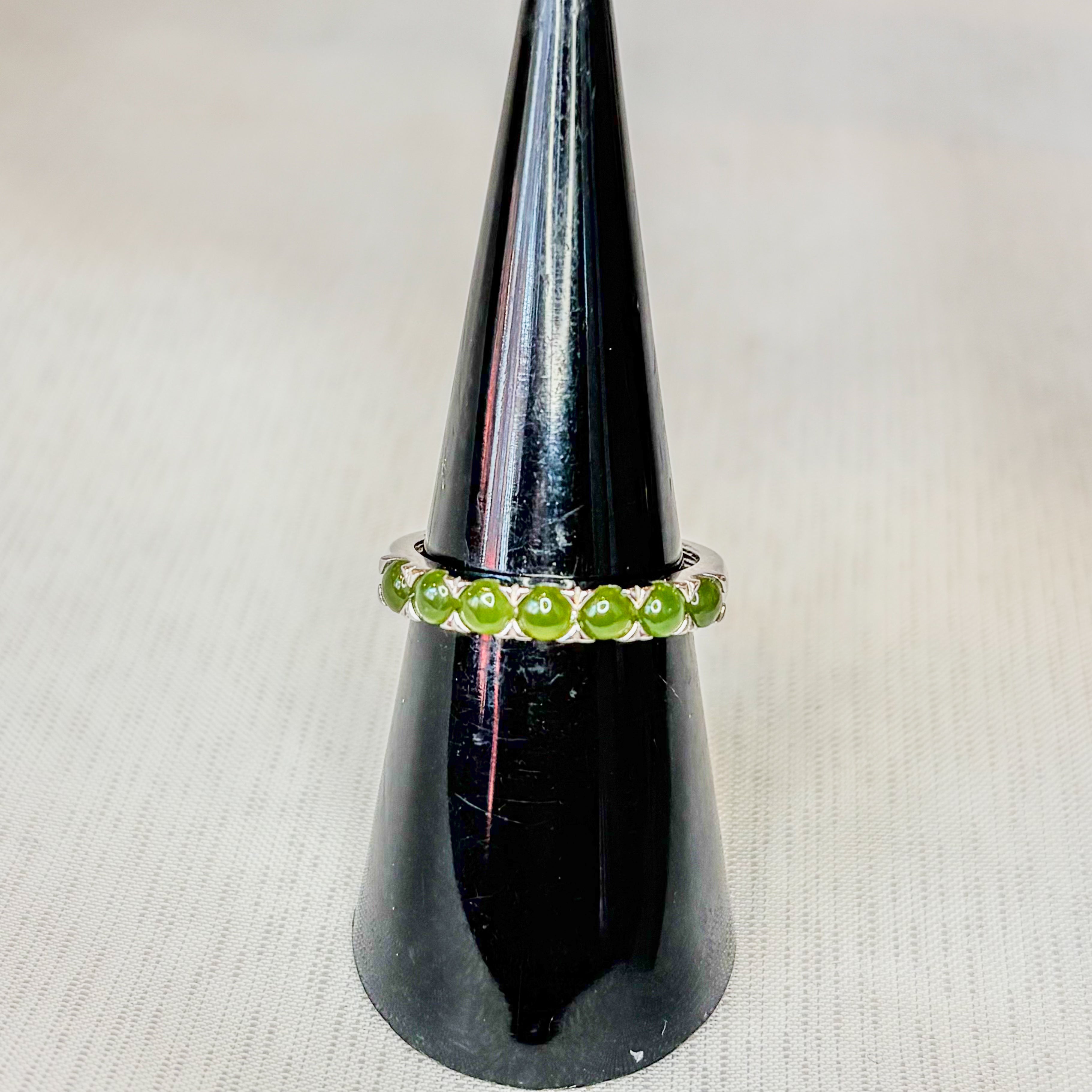Jade 7 stones Ring - Sterling Silver