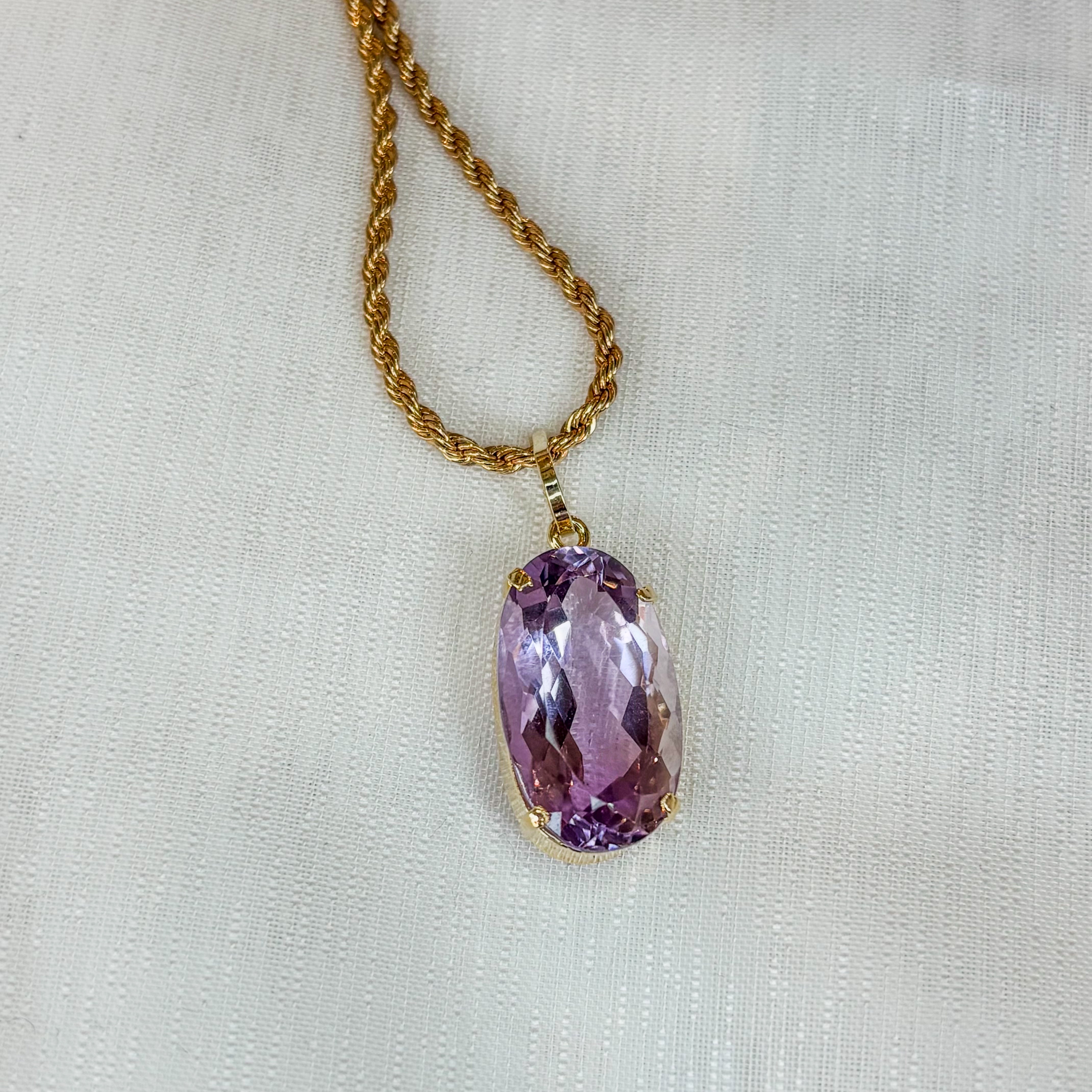 Amethyst Rose de France Pendant - Vermeil