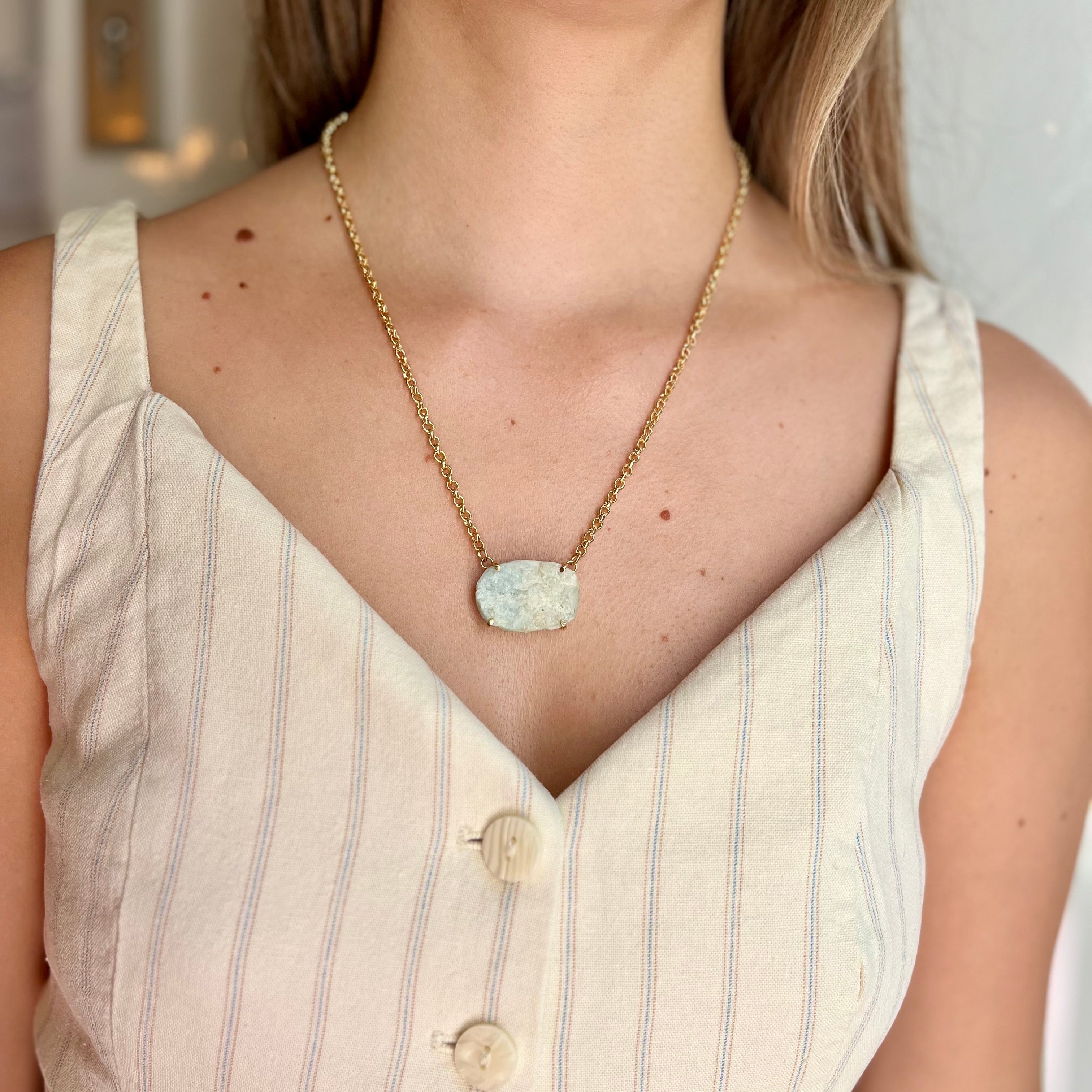 Aquamarine - Necklace - Gold Plated