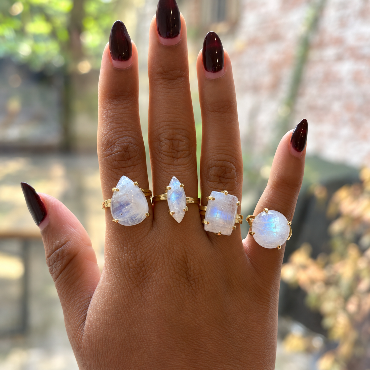 Moonstone Cabuchon Adjustable Ring - Gold Plated