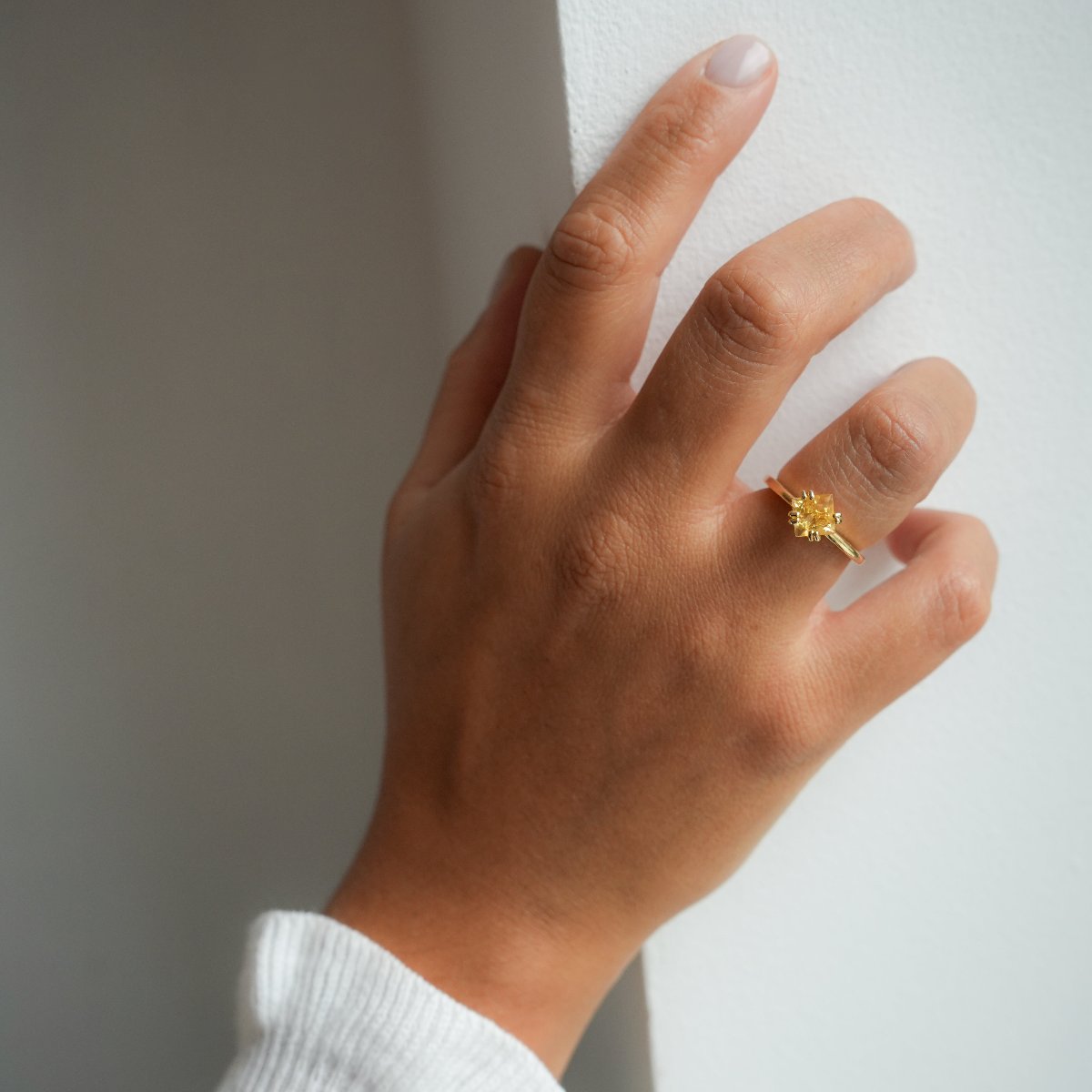 Citrine - Rhombus Ring - Gold Plated