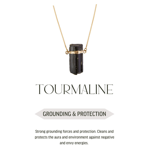 Black Tourmaline Necklace - 18k Gold Plated