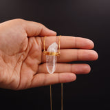 Clear Quartz Wrapped Necklace - 18k Gold Plated