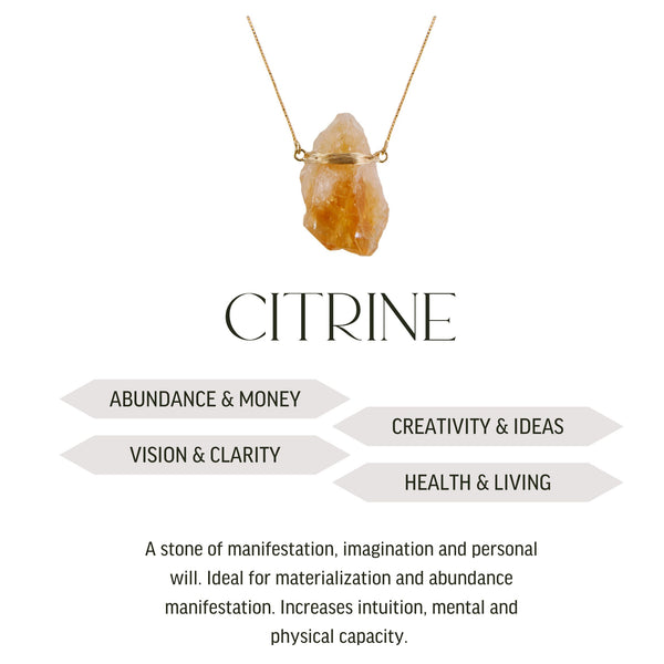 Citrine - Wrapped Raw Necklace - Gold Plated - L