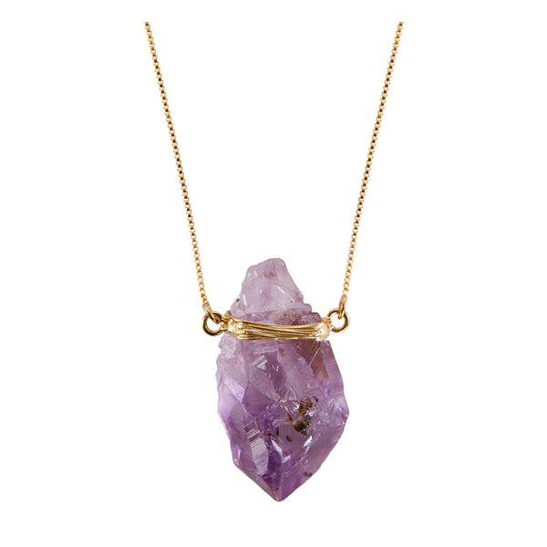 Amethyst Wrapped Necklace - 18k Gold Plated